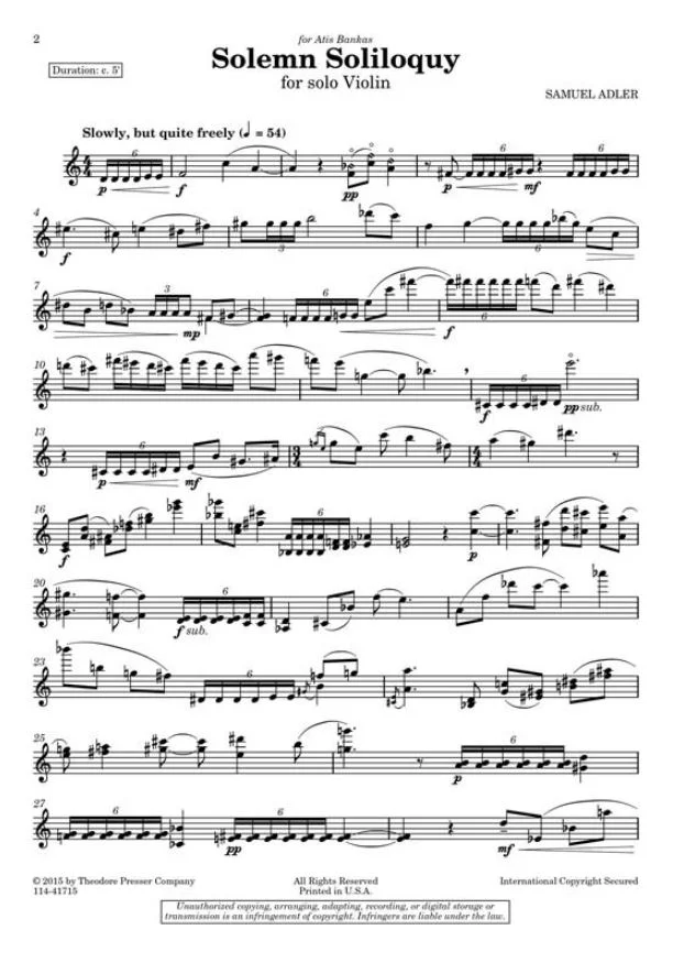 Adler Solemn Soliloquy CF 114-41715