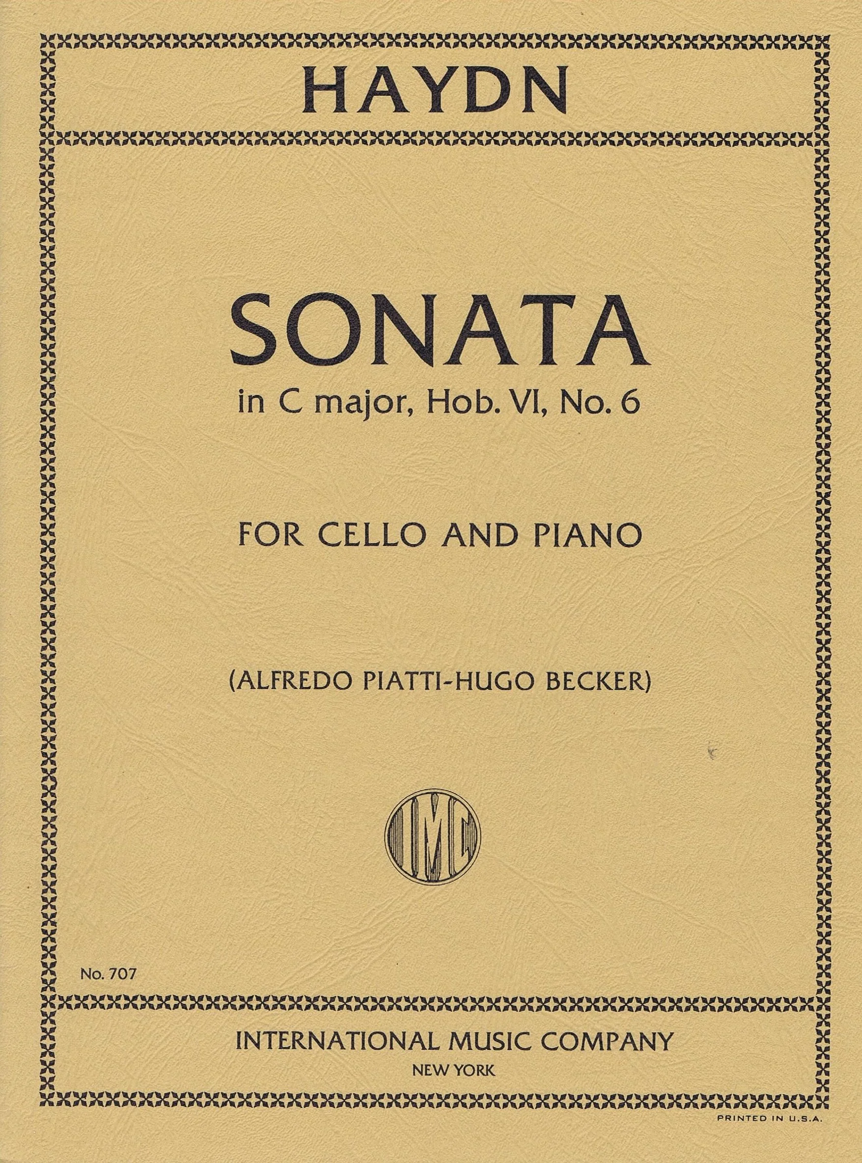 Haydn Sonata in C major (Hob. VI, No. 6) IMC 707