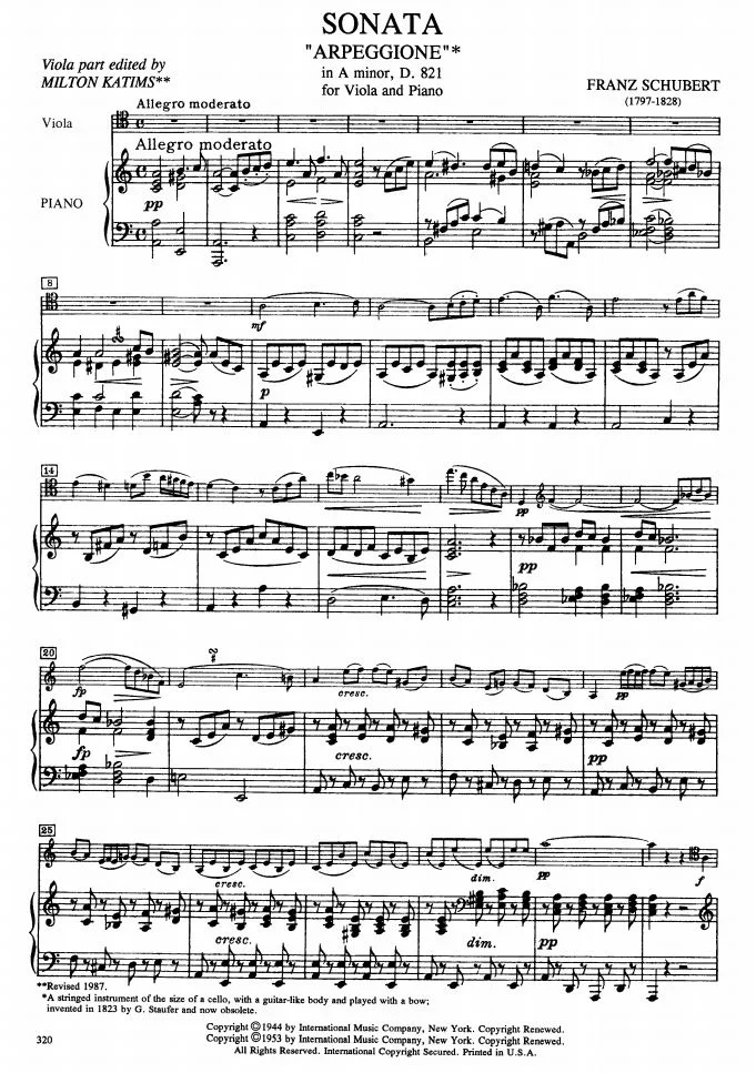 Schubert Sonata in A minor ("Arpeggione") IMC 320