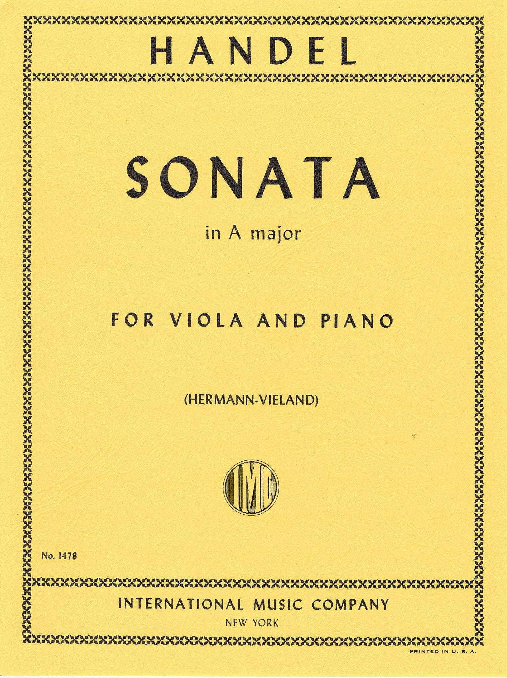 Handel Sonata in A major IMC 1478
