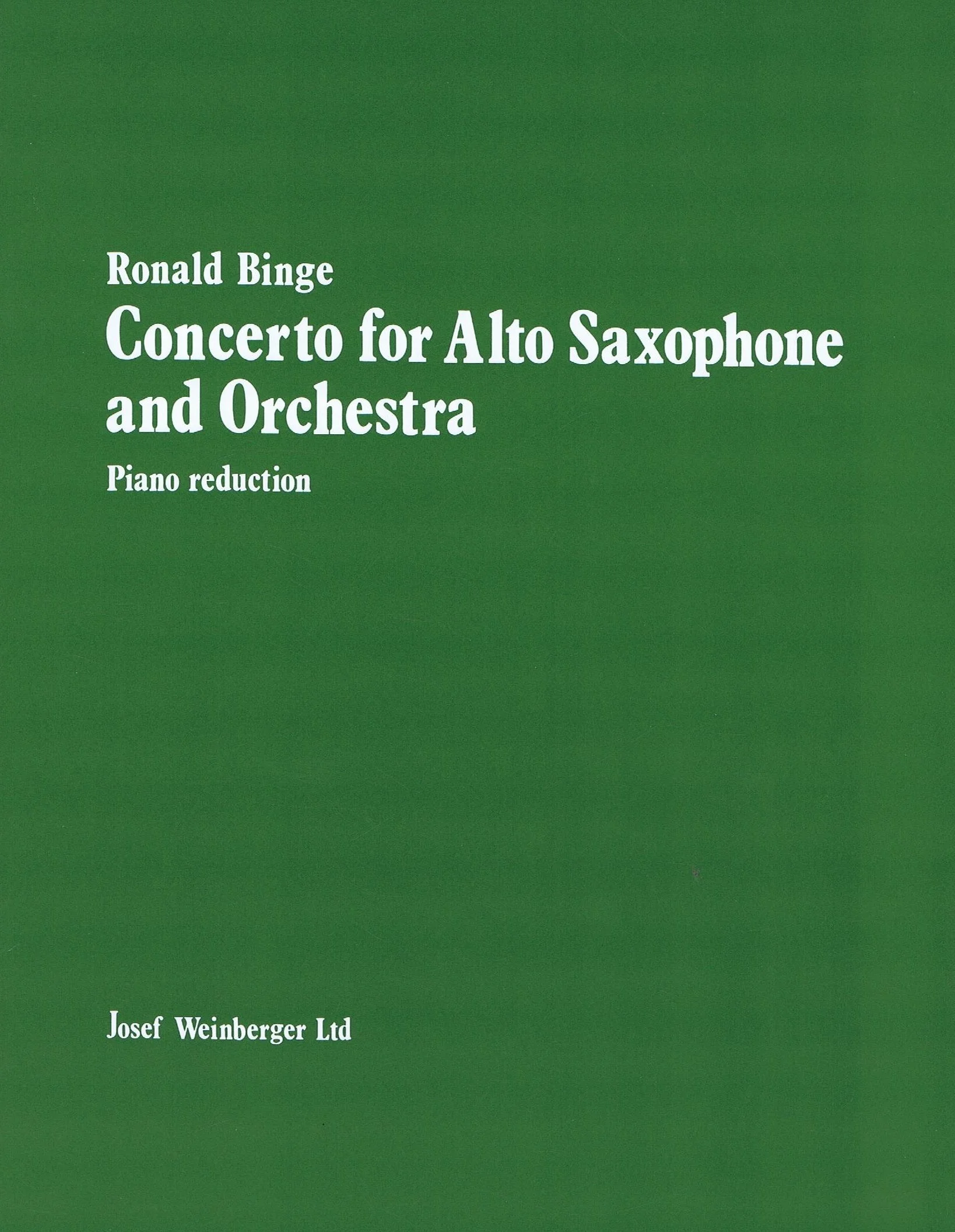 Binge Concerto For Alto Saxophone And Orchestra Sax/kybd HL 48016774