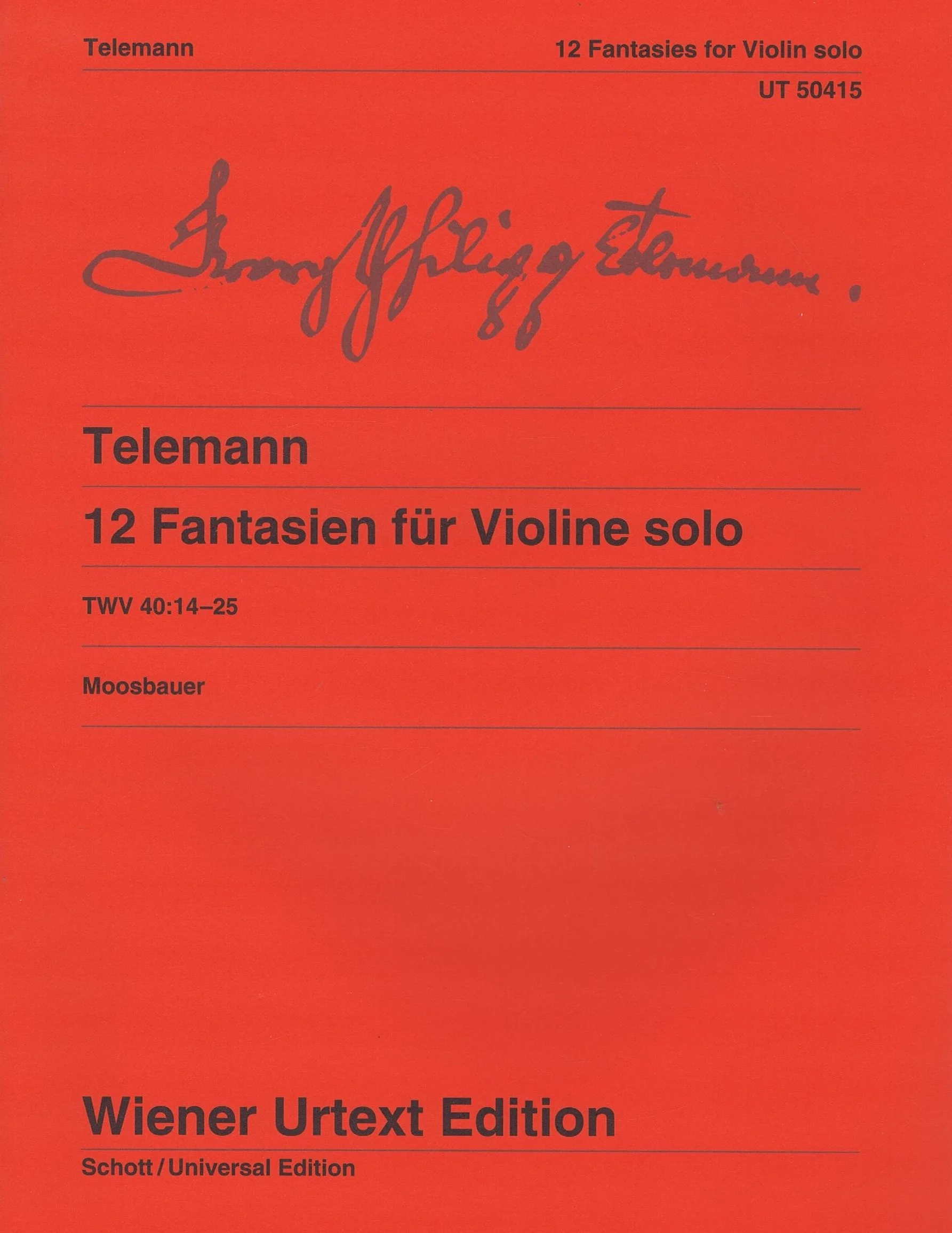 Telemann, 12 Fantasies for Violin, TWV 40:14-25 Georg Philipp Telemann, CF UT50415