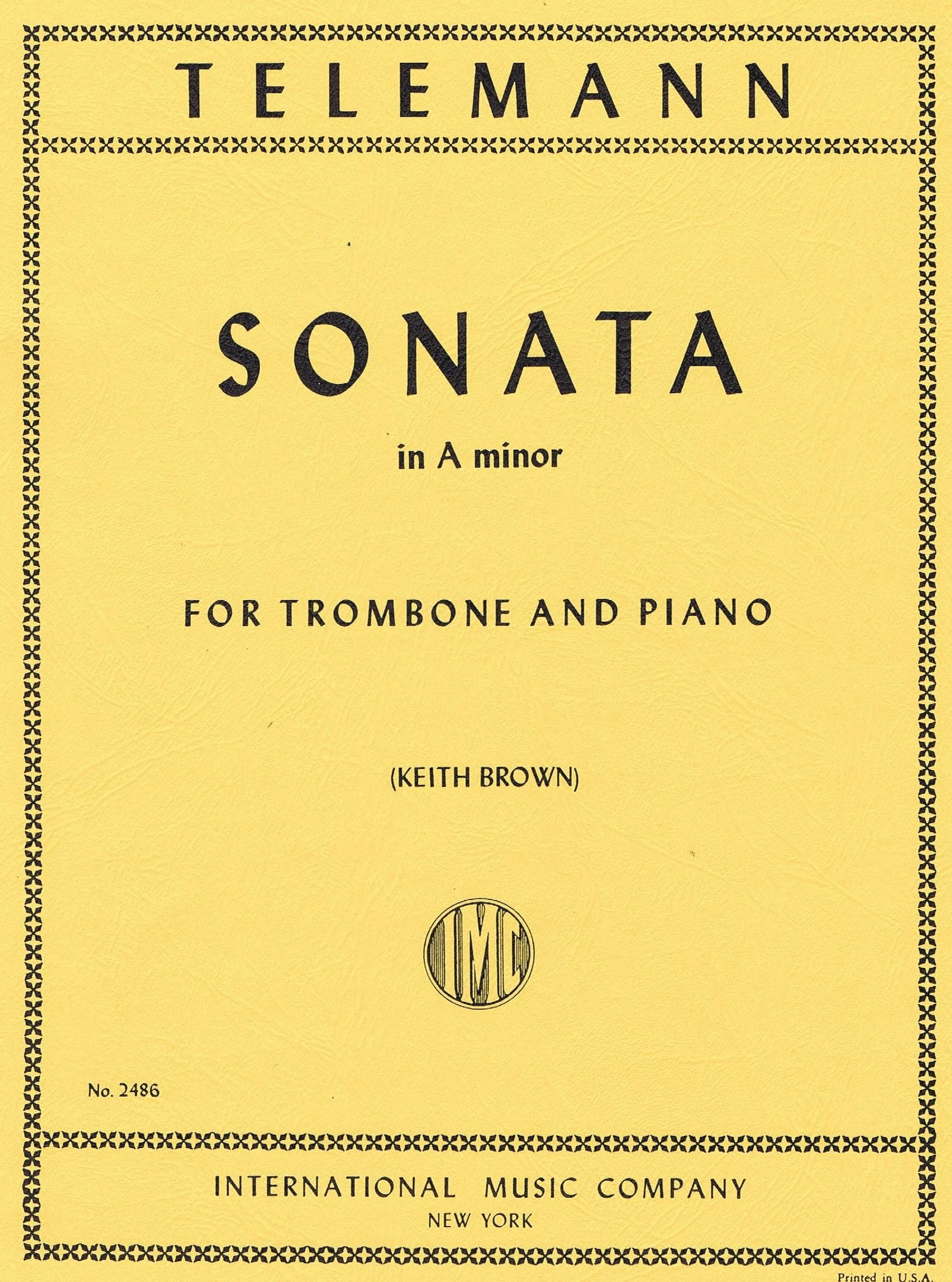 TELEMANN, Sonata in A minor (BROWN, Keith) for Trombone and Piano IMC 2486