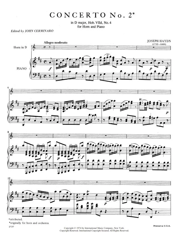 HAYDN, Concerto No. 2 in D major (Hob. VIId: No. 4) (CERMINARO, John) IMC 2737