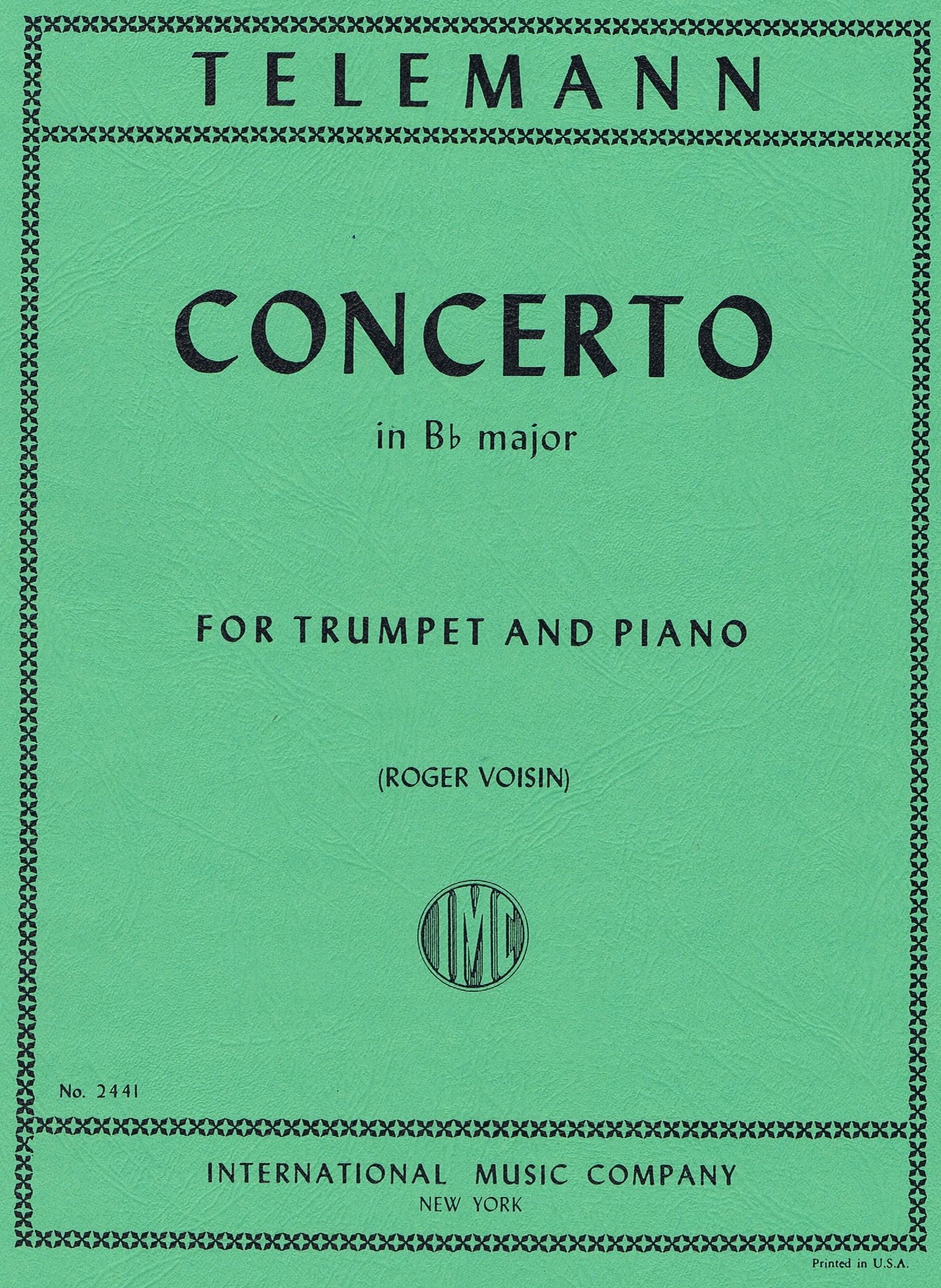 TELEMANN, Concerto in B flat major (orig. in D for Clarino) (FÜSSL, VOISIN, Roger) IMC 2441