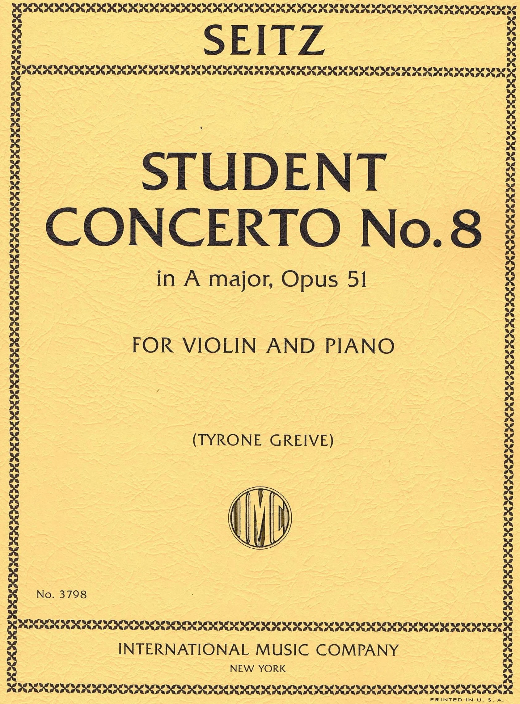 SEITZ, Student Concerto No. 8 in A major, Opus 51 (GREIVE, Tyrone) IMC 3798