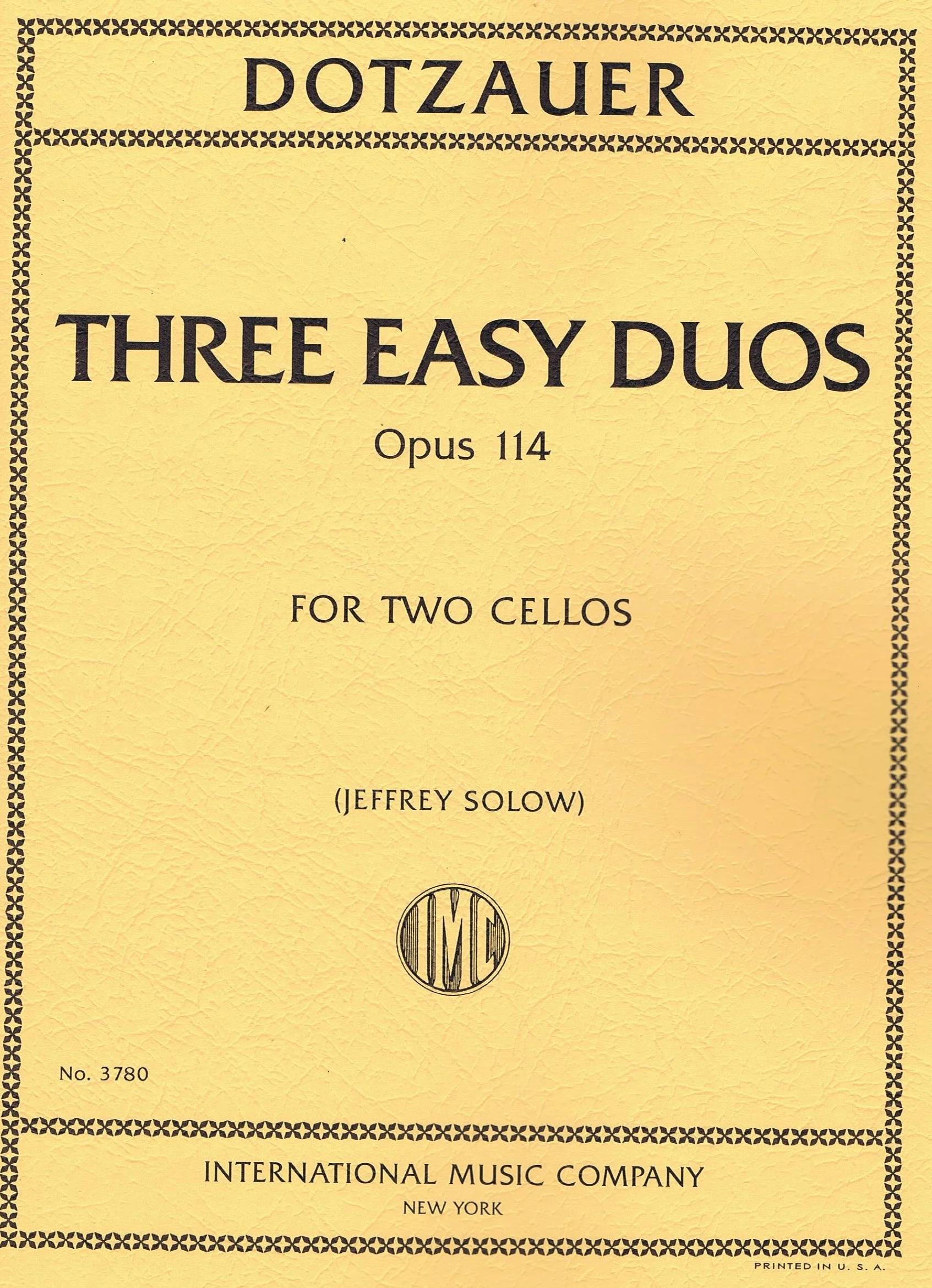 DOTZAUER, Friedrich Three Easy Duos, Opus 114 (SOLOW, Jeffrey) IMC 3780