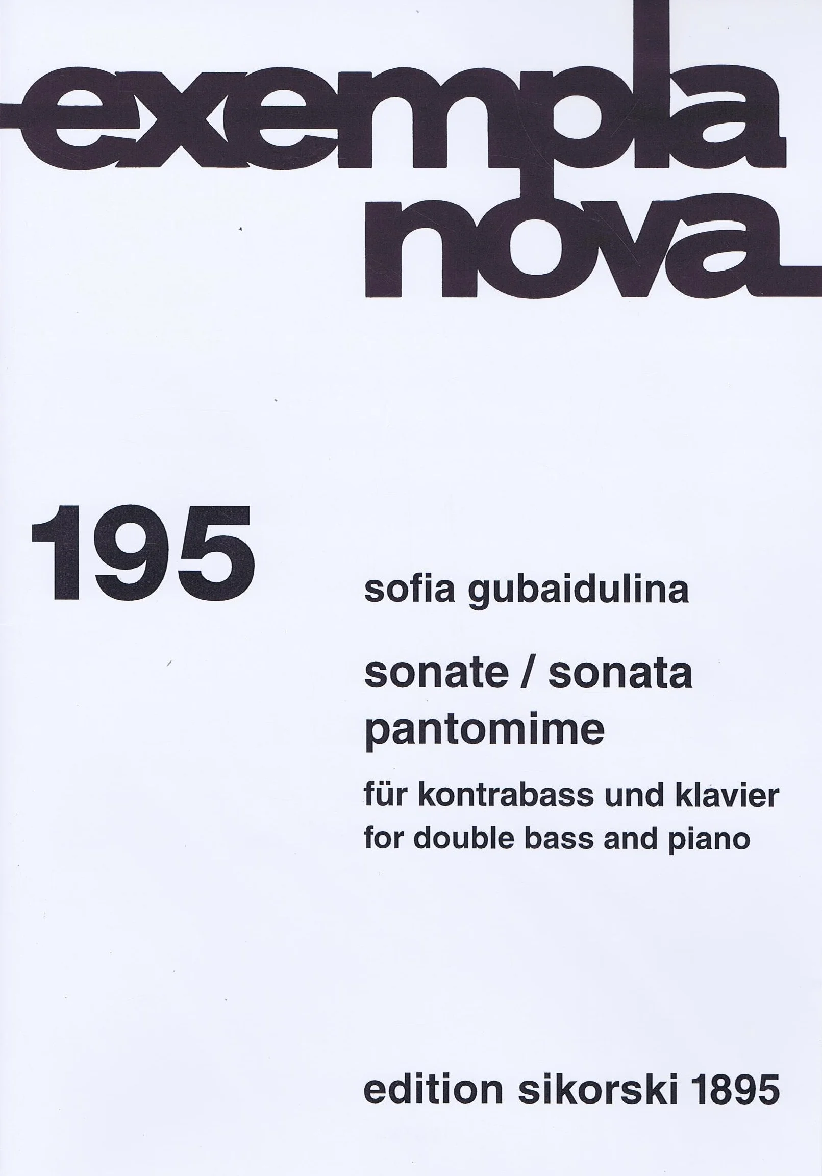 Sikorski, PANTIOMIME AND SONATA Double Bass and Piano HL 50482164
