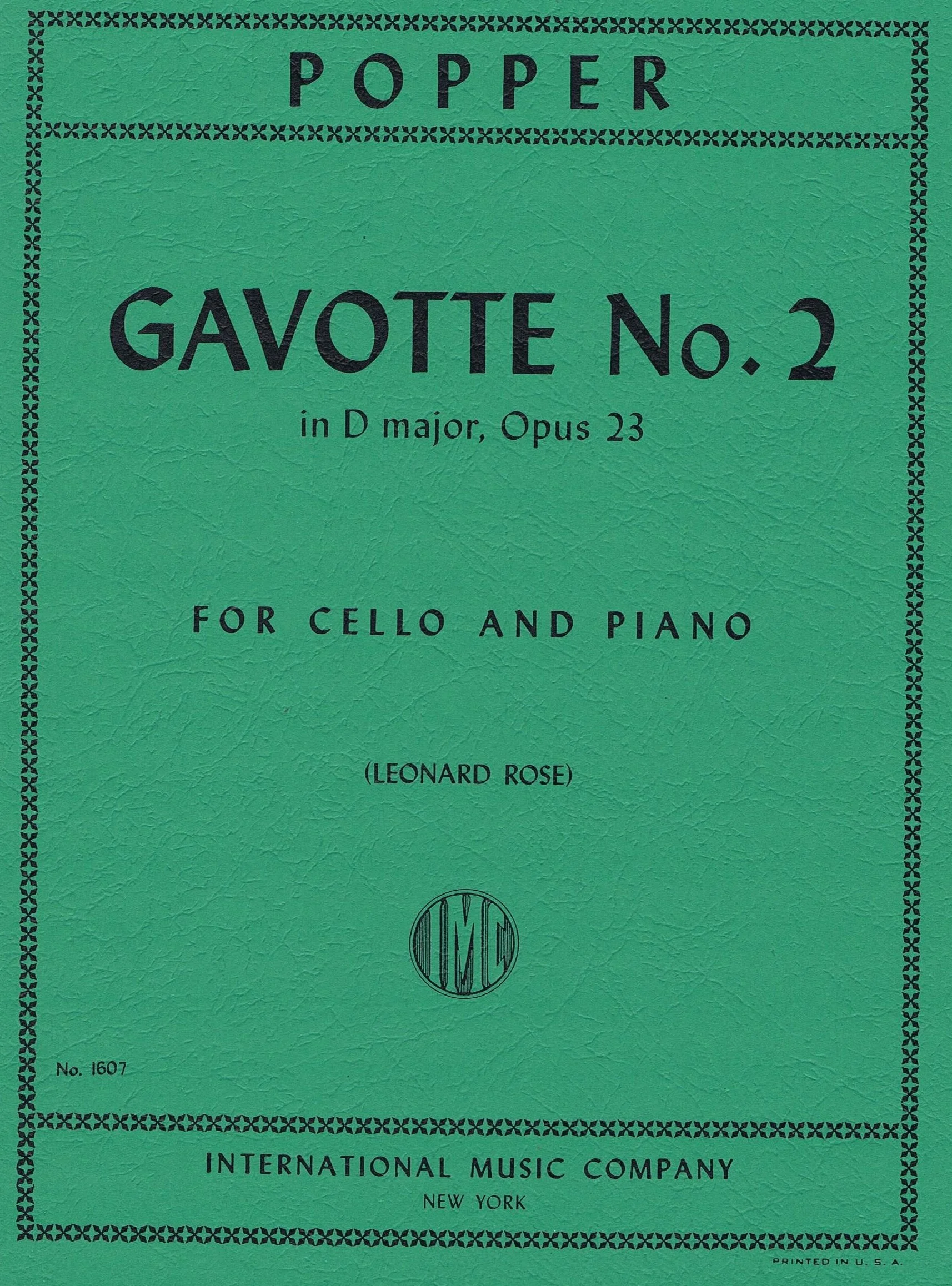 POPPER, David Gavotte No. 2, Opus 23 (ROSE, Leonard) IMC 1607