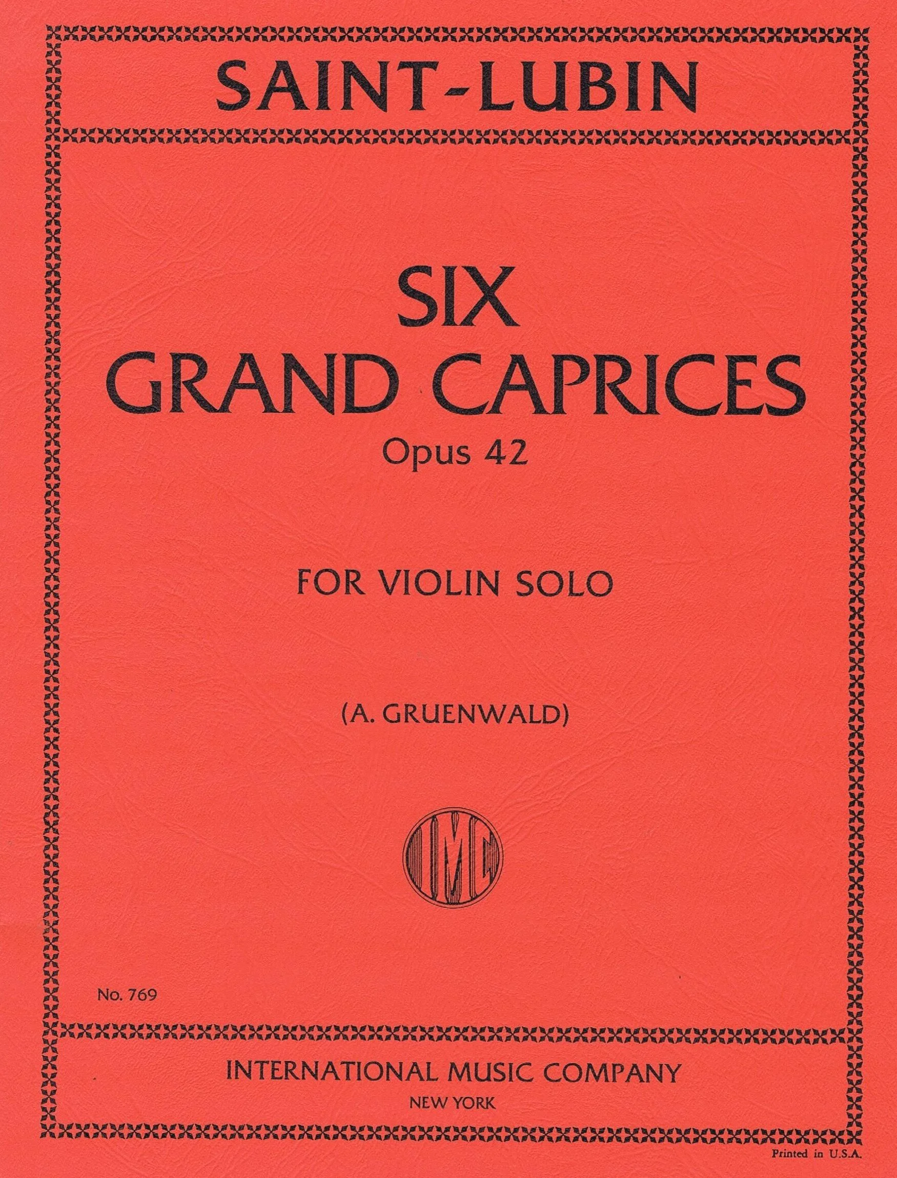 SAINT-LUBIN, Leon de Six Grand Caprices, Opus 42 IMC 769