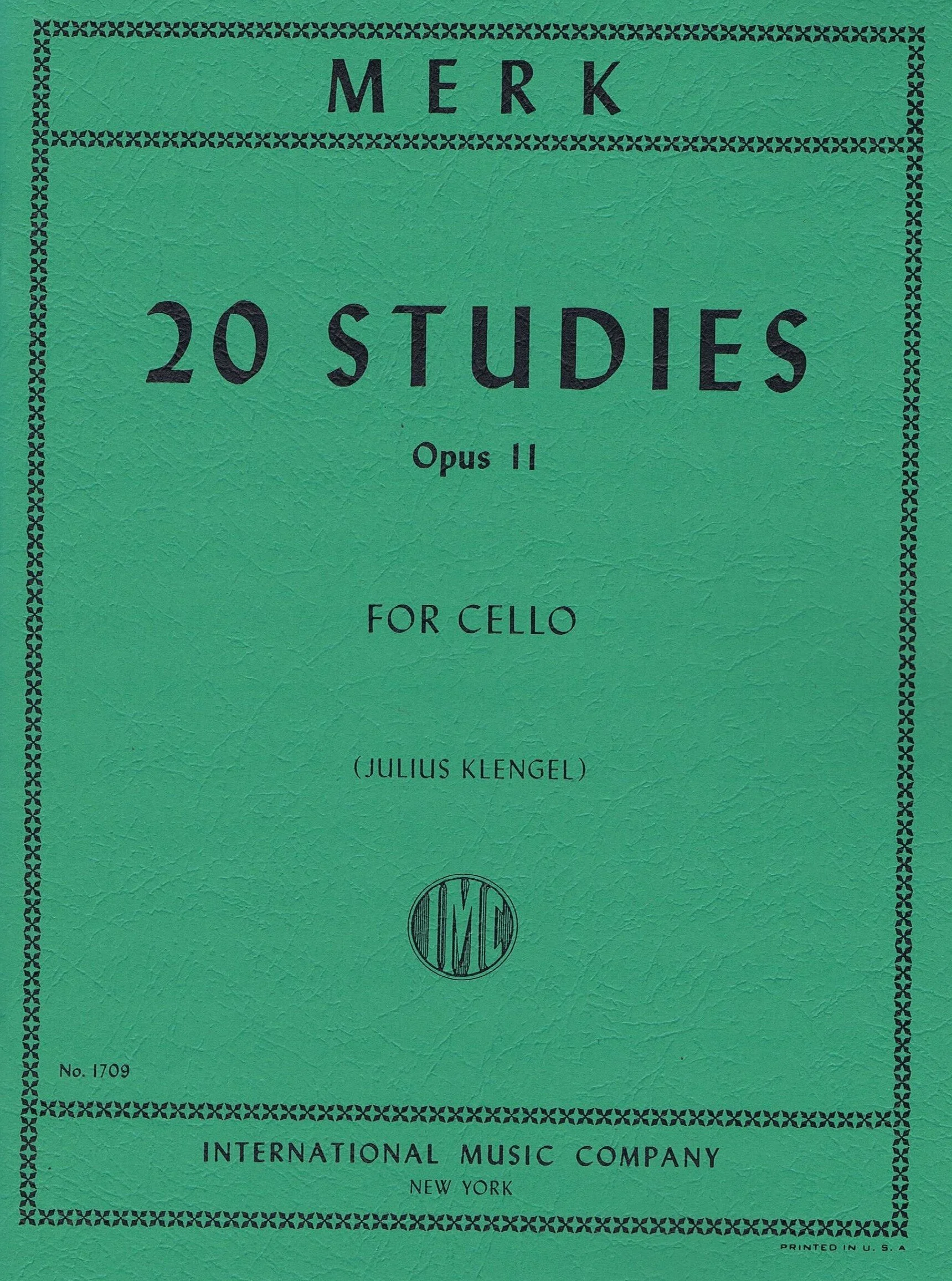 MERK, Joseph 20 Studies, Opus 11 (KLENGEL, Julius ) IMC 1709
