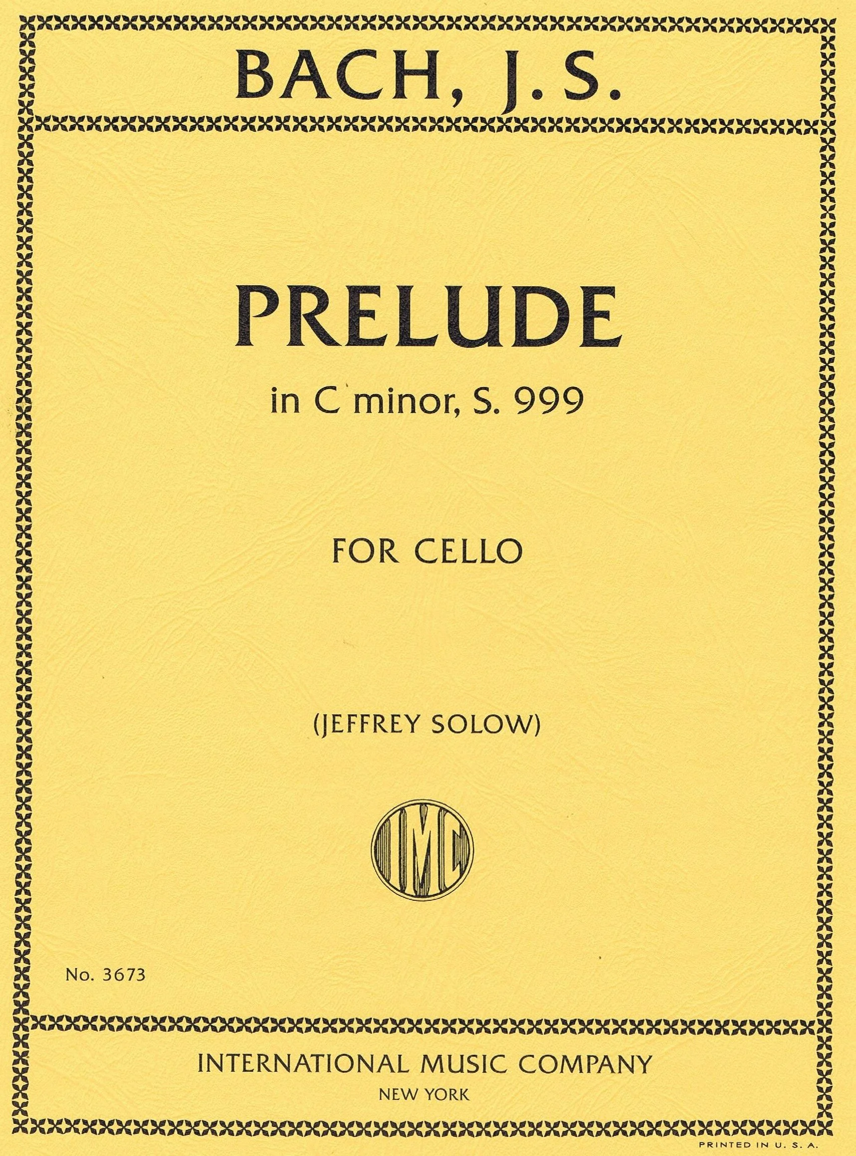 BACH, Johann Sebastian Prelude in C minor, S. 999 (SOLOW, Jeffrey) IMC 3673