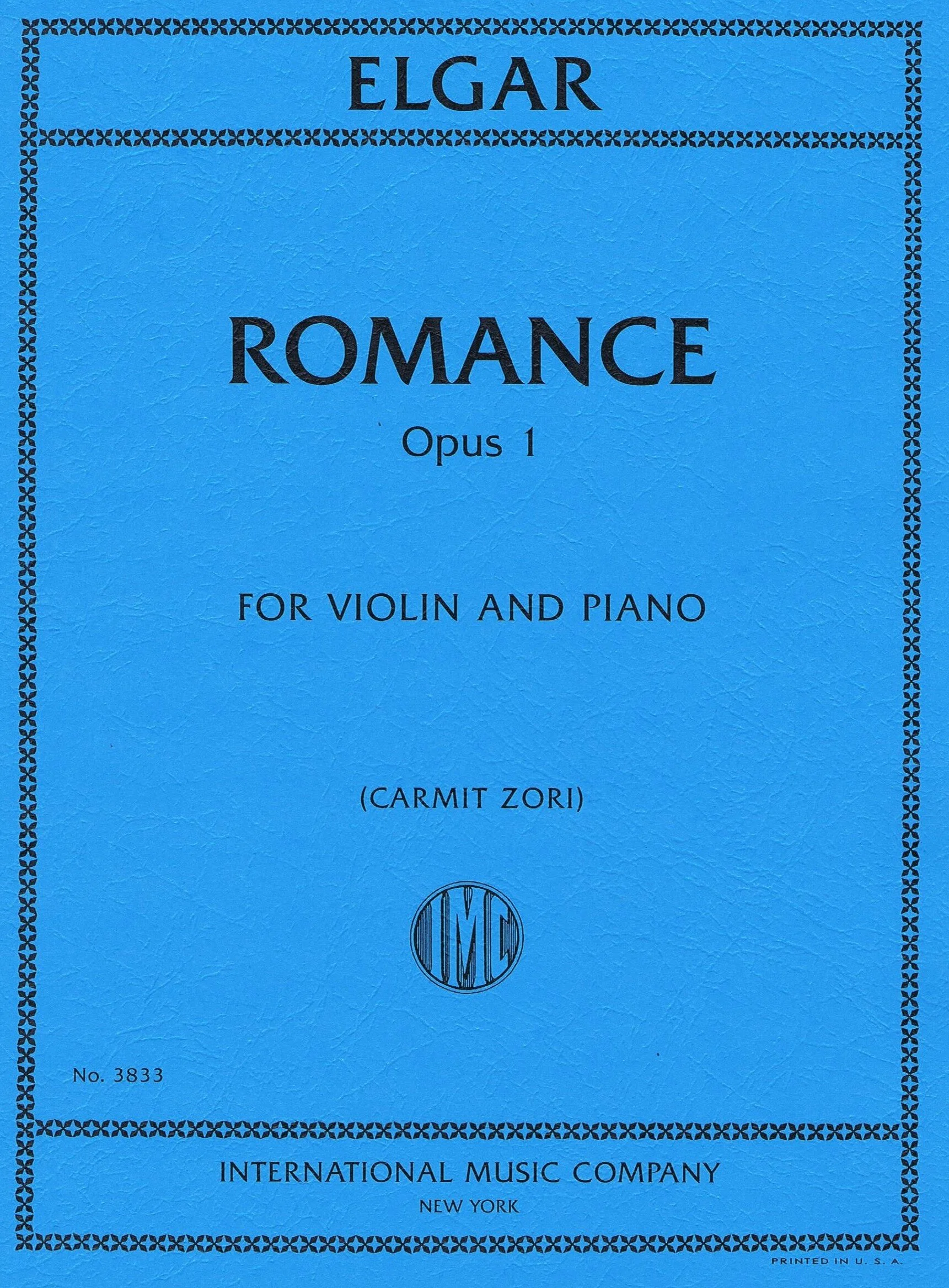 ELGAR, Edward Romance, Opus 1 (ZORI, Carmit) IMC 3833
