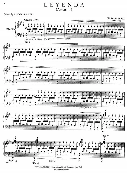 ALBÉNIZ, Isaac Leyenda (Asturias) (PHILIPP, Isidor) IMC 2306