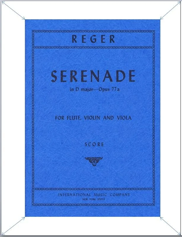 REGER, Study score to Serenade, Opus 77a for Flute, Violin &amp; Viola IMC 3010