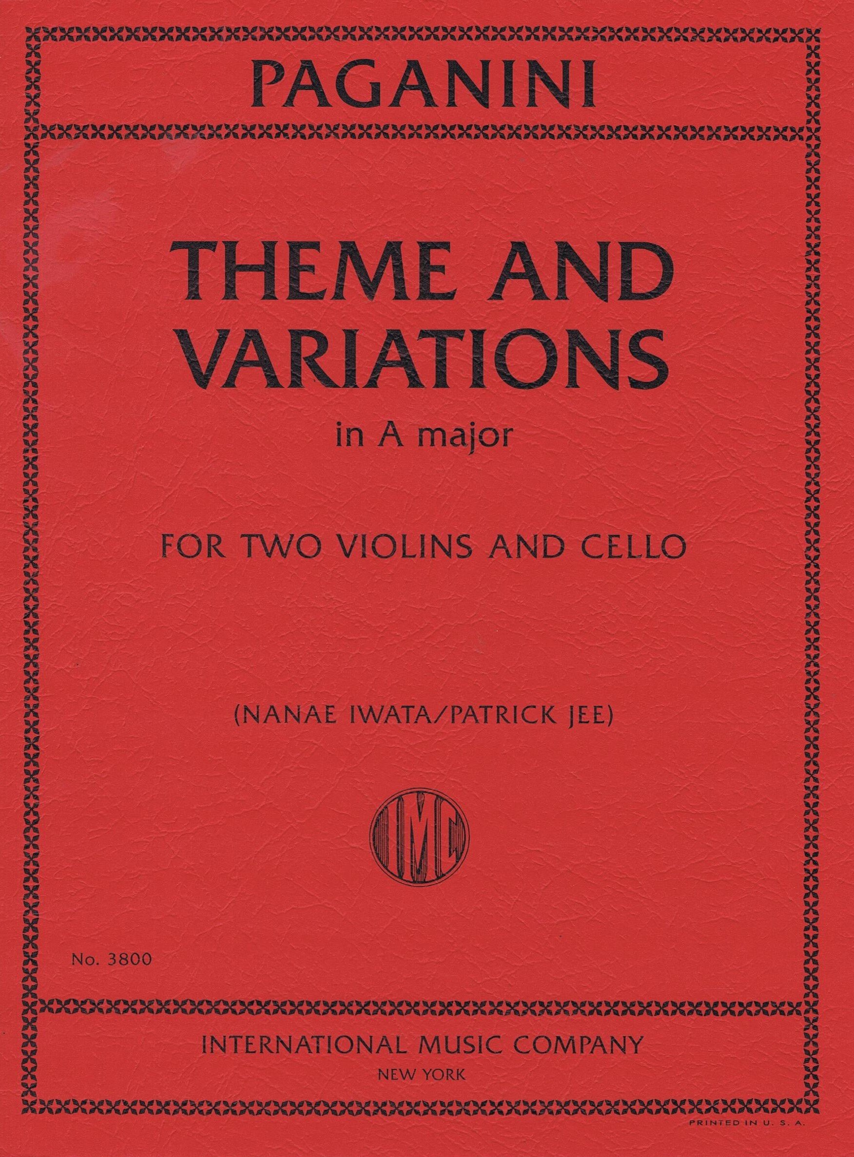 Paganini Theme and Variations in A major for String Trio
