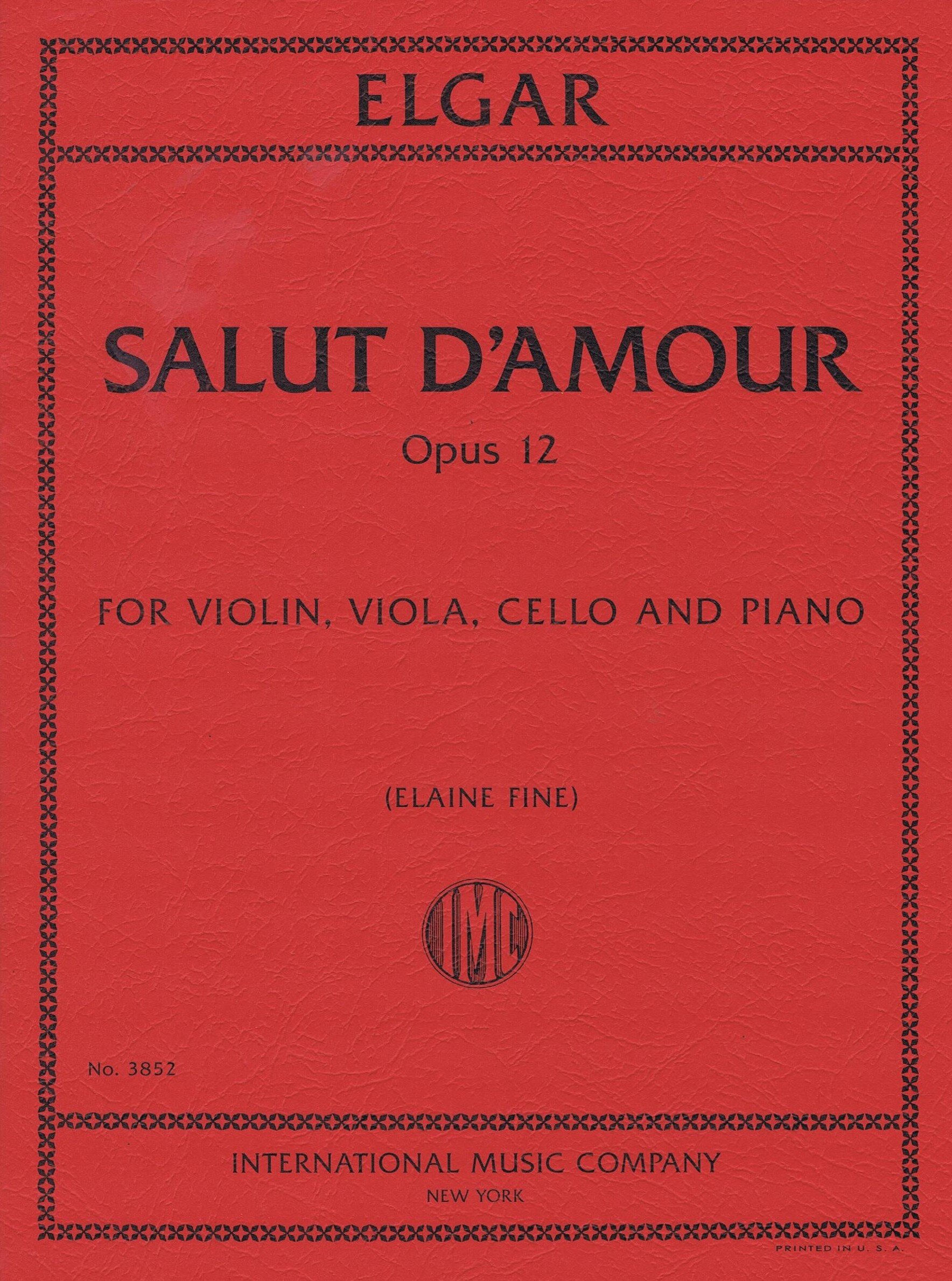 Elgar Salut D'Amour Opus 12 for Violin, Viola, Cello, and Piano