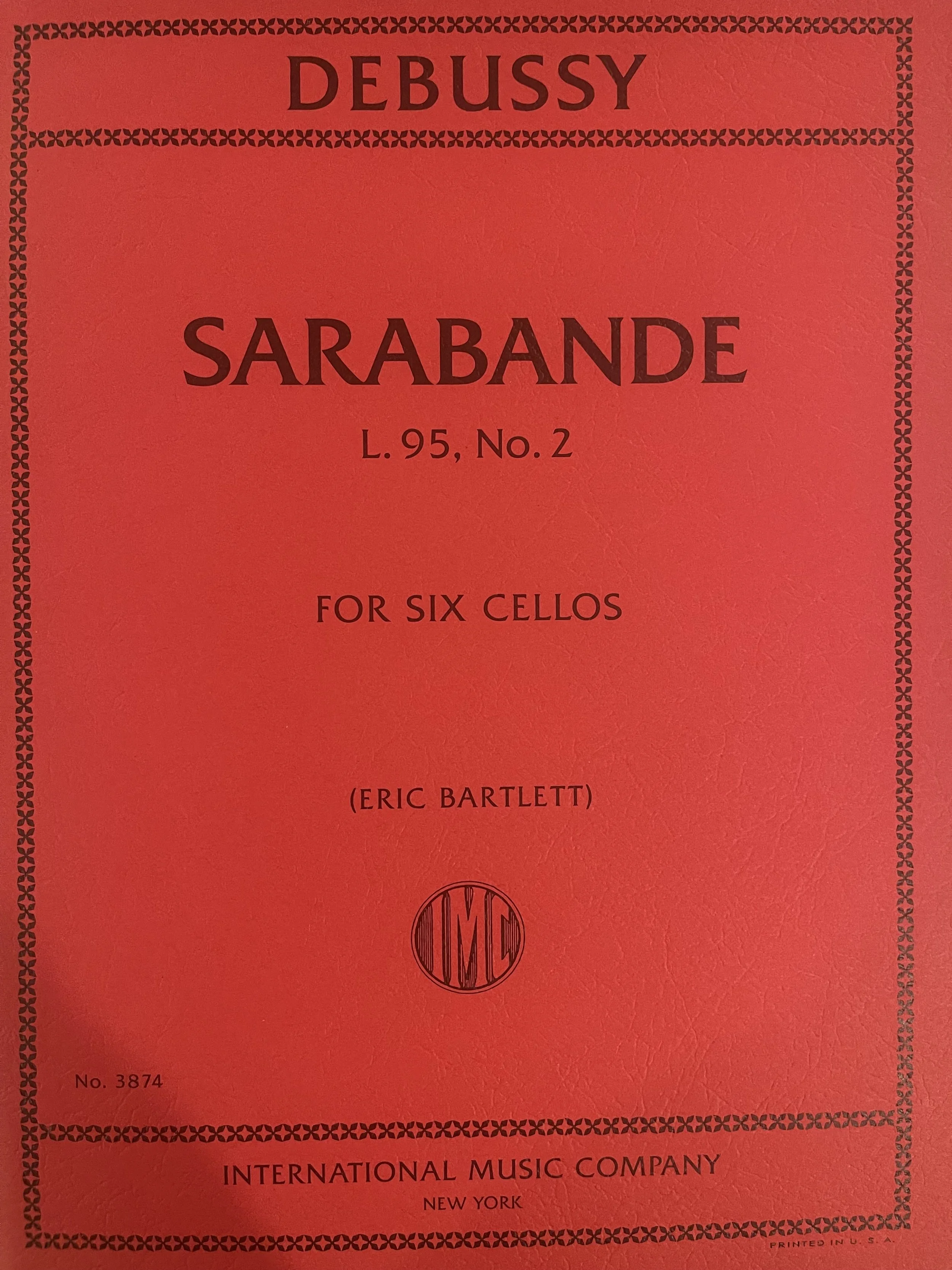 DEBUSSY, Sarabande, L. 95, No. 2 for Six Cellos (BARTLETT, Eric) SIX CELLOS