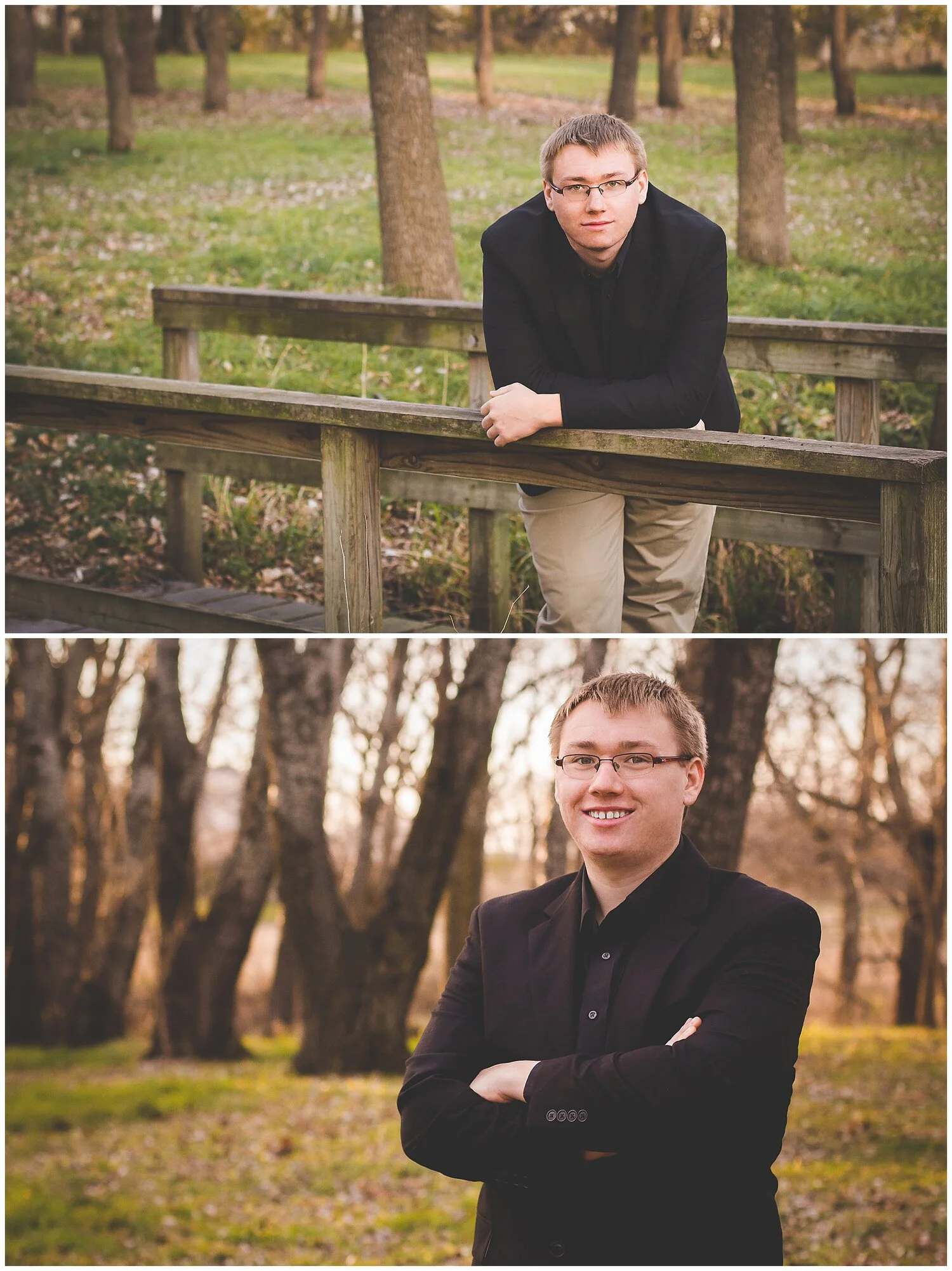 Senior boy in black sports coat and khaki pants