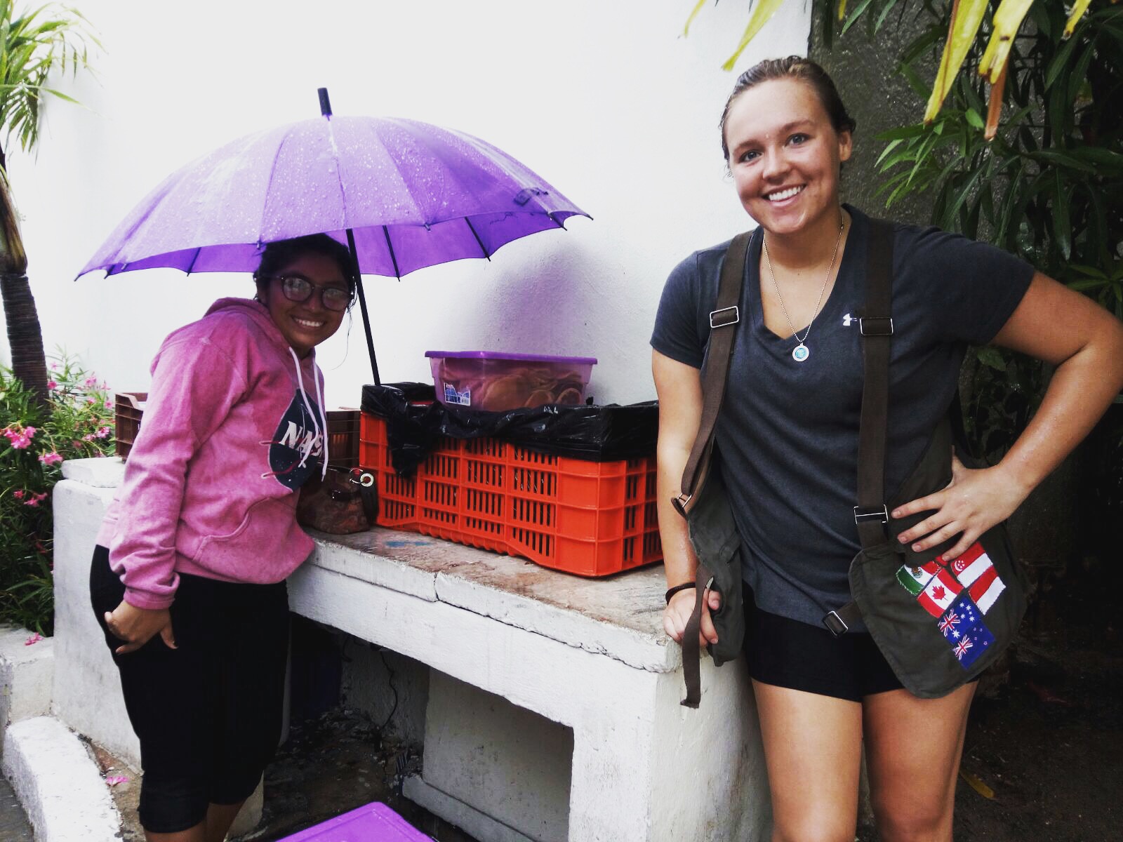 Johana and I with part of the food collection. 