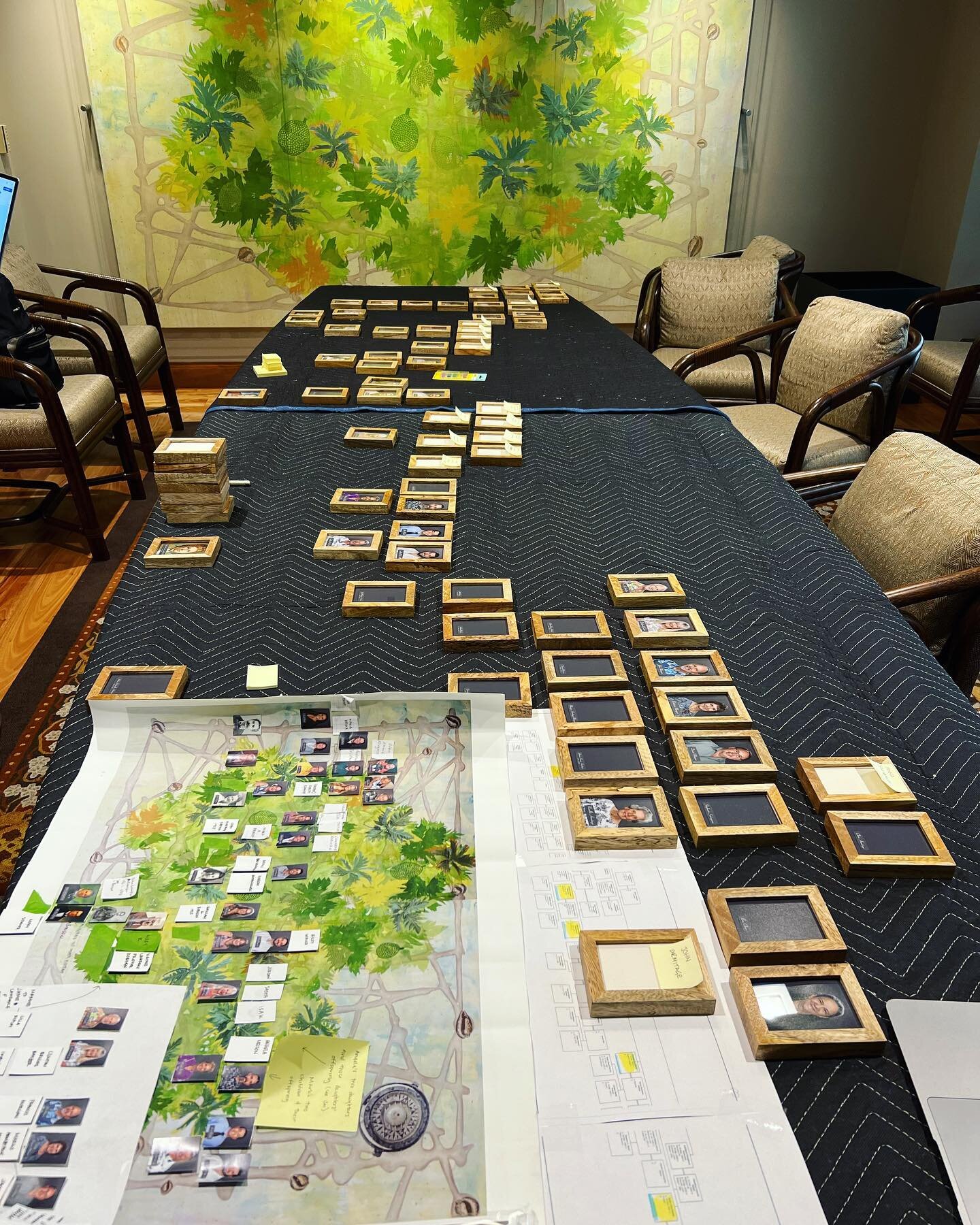 Laying out the family photos for the final completion of the Robinson estate trust office&rsquo;s project in partnership with interior designer Louli Yardley. #artinstallationhawaii #arthandlinghawaii #interiordesignhawaii #familytree #islandeclectic