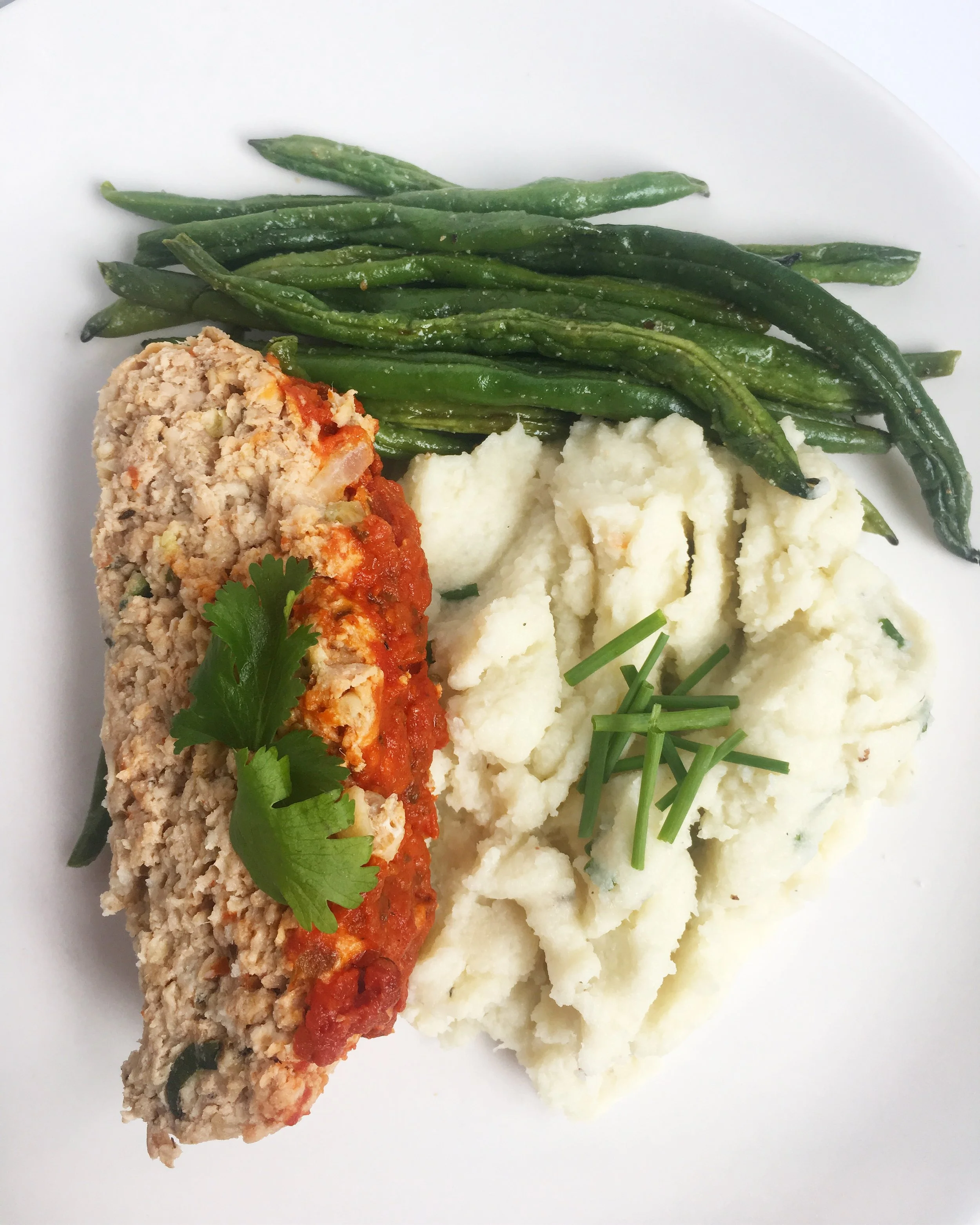 Gluten-Free Turkey Meatloaf + Cauliflower Mash