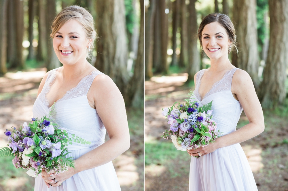  bridesmaids holding lavender spring bouquets 