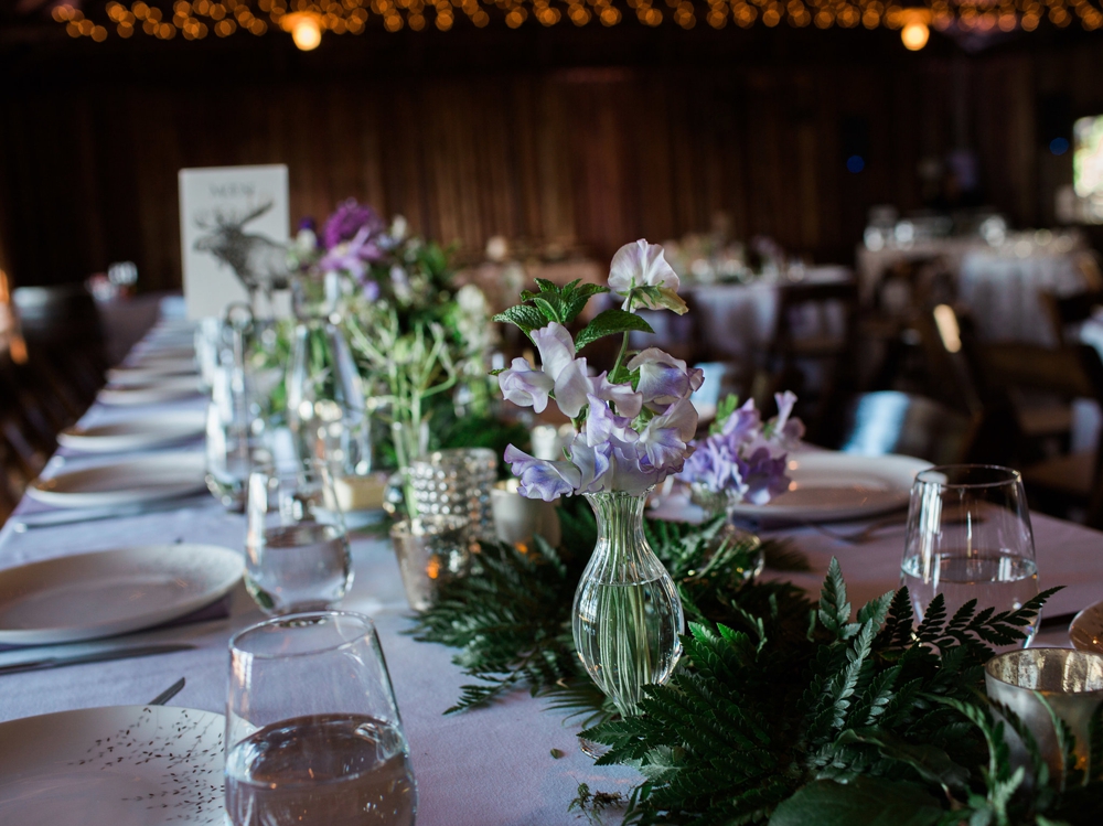  lavender flower centerpieces with fern accents  