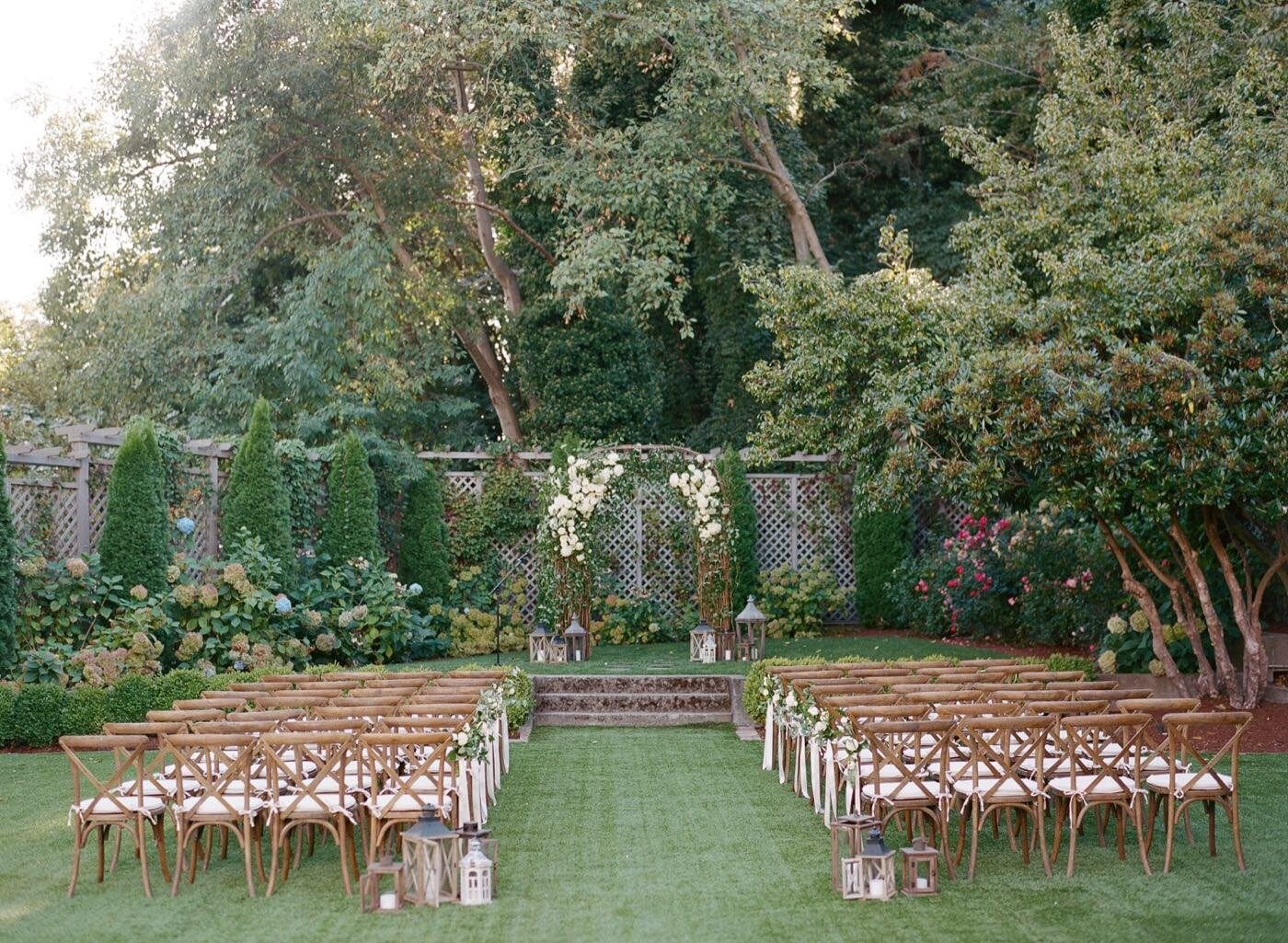 Romantic ceremony setup on The Admiral's House lawn