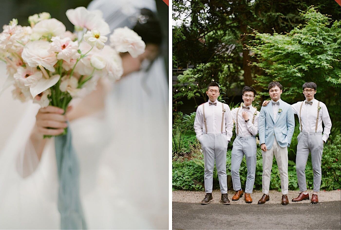 Bridal party details at a pastel Woodinville wedding