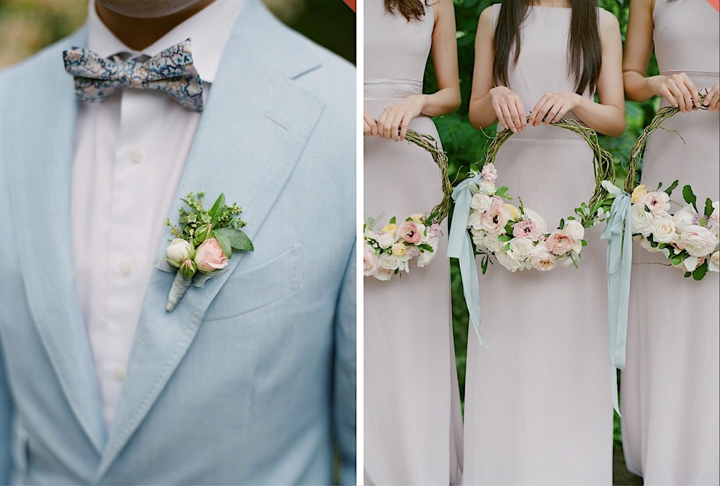 Floral details for the bridal party