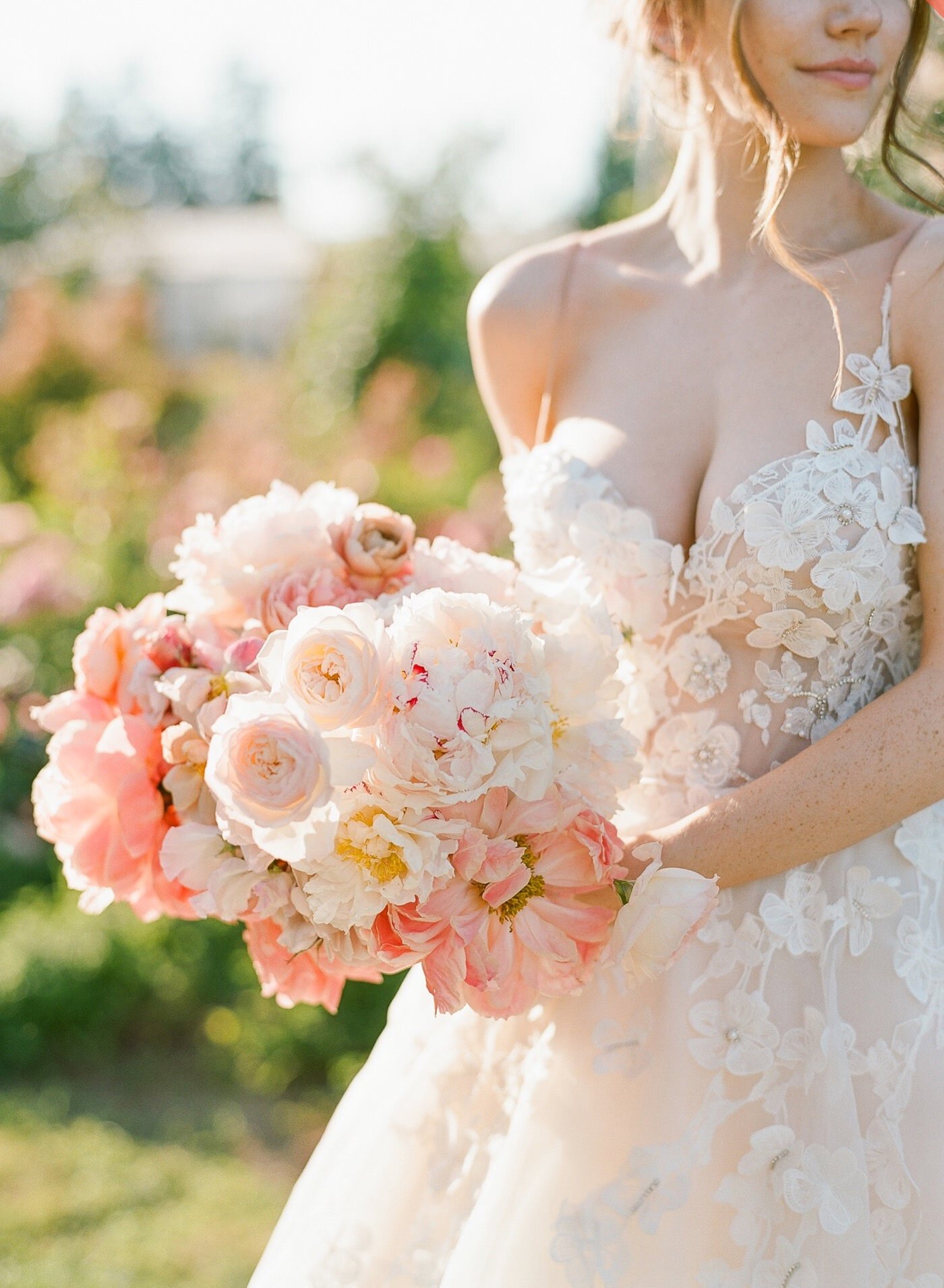 Showstopping bridal bouquet in pink and blush from Seattle's Top Wedding Florist