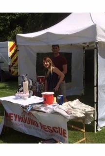 Fran Running the tombola while Connor looks after Bob 