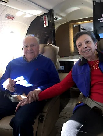 Lester and Estelle on a Lear 45