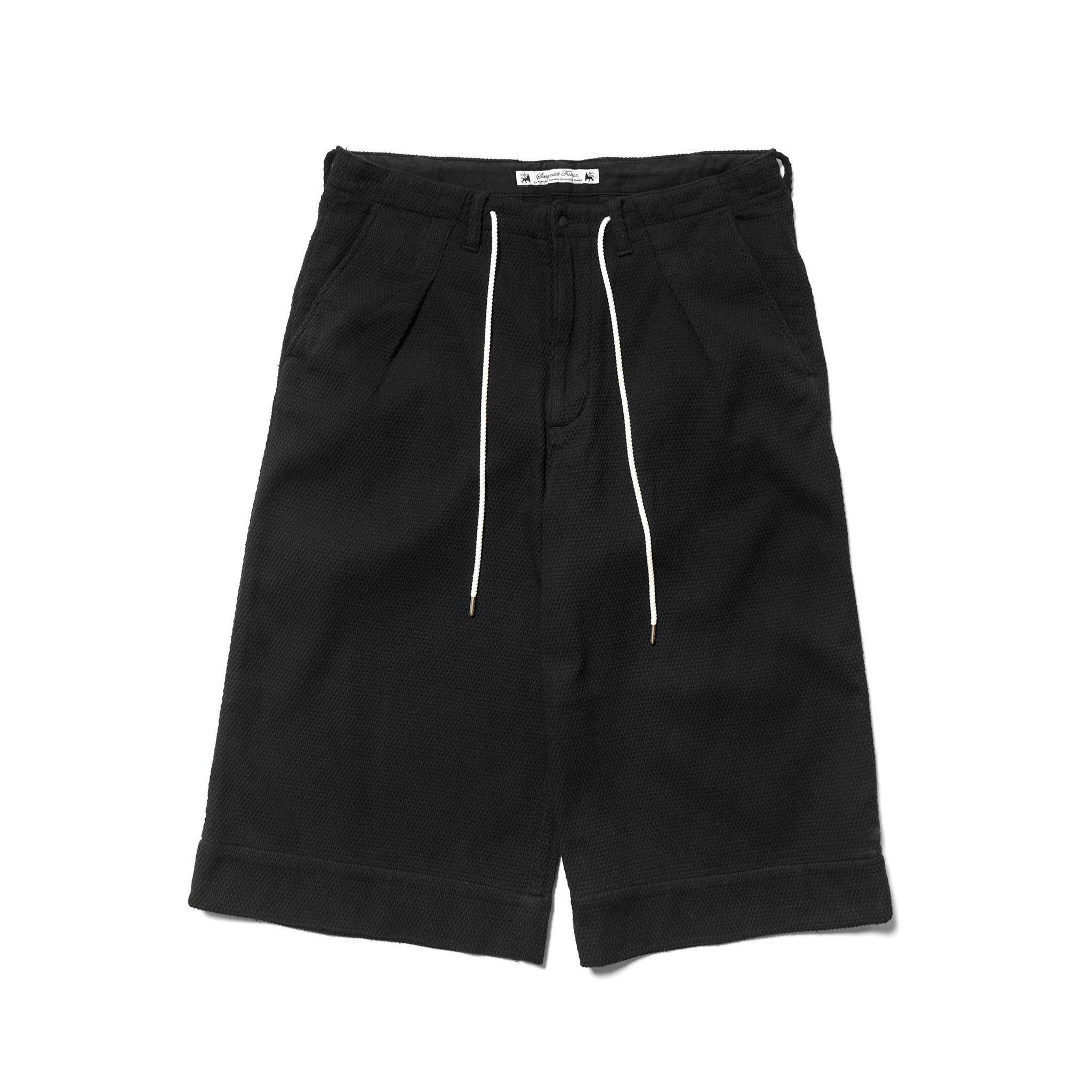 Sasquatchfabrix hamaka-style shorts, a contemporary interpretation of trousers worn in the Chinese imperial court in the Sui and Tang dynasties. Stitched with sashiko (little stabs), a utilitarian method of adornment designed to offer reinforcement. Available via Mr. Porter and HAVEN