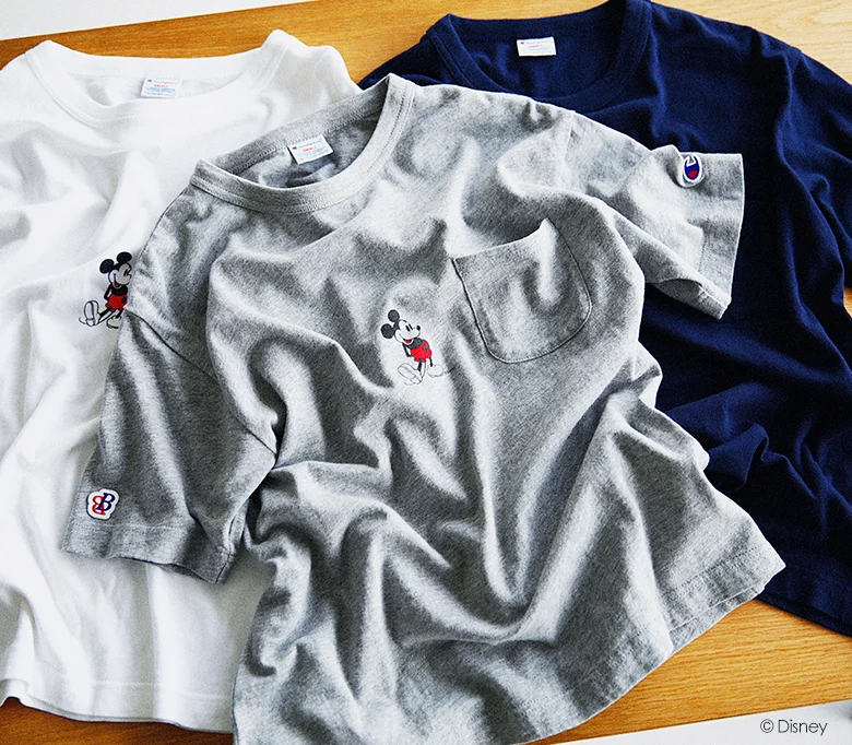 BEAMS BOY x Champion mini Mickey mouse pocket tee — eye_C