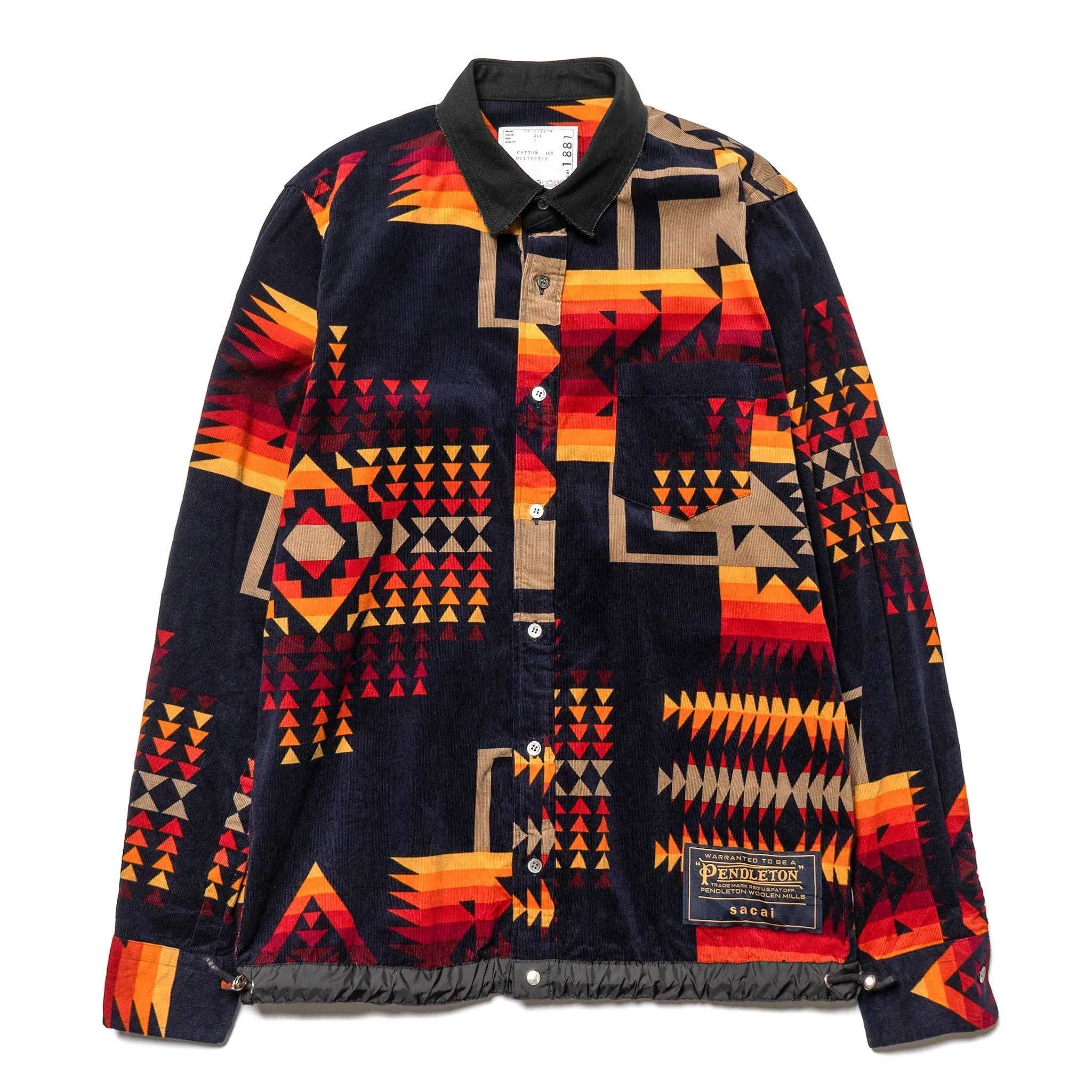 19ss sacai ×pendleton コラボ アシンメトリーカーディガン sacai x 