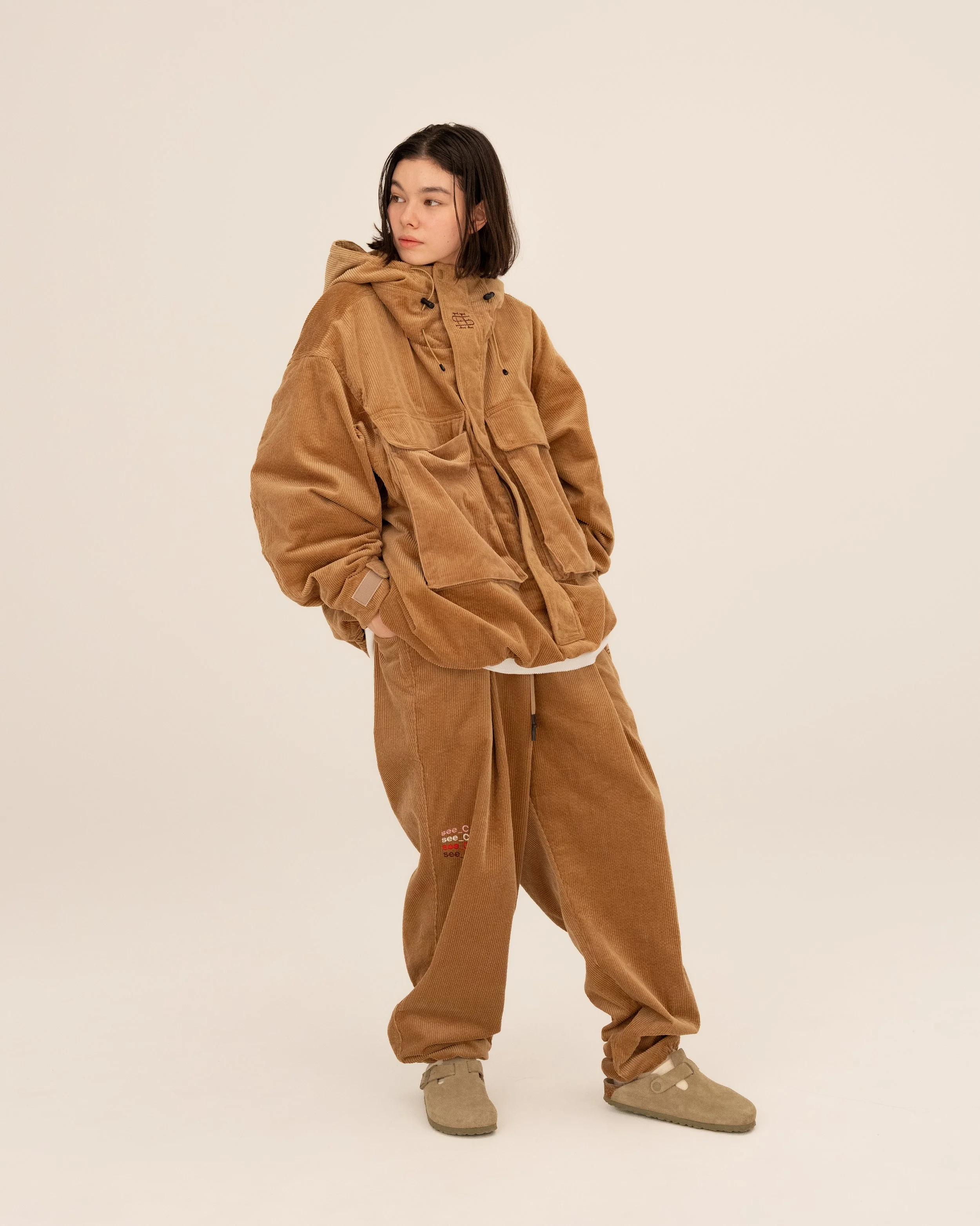 eye_C x SEE SEE (see_C) Corduroy Wide Tapered Easy Pants — eye_C
