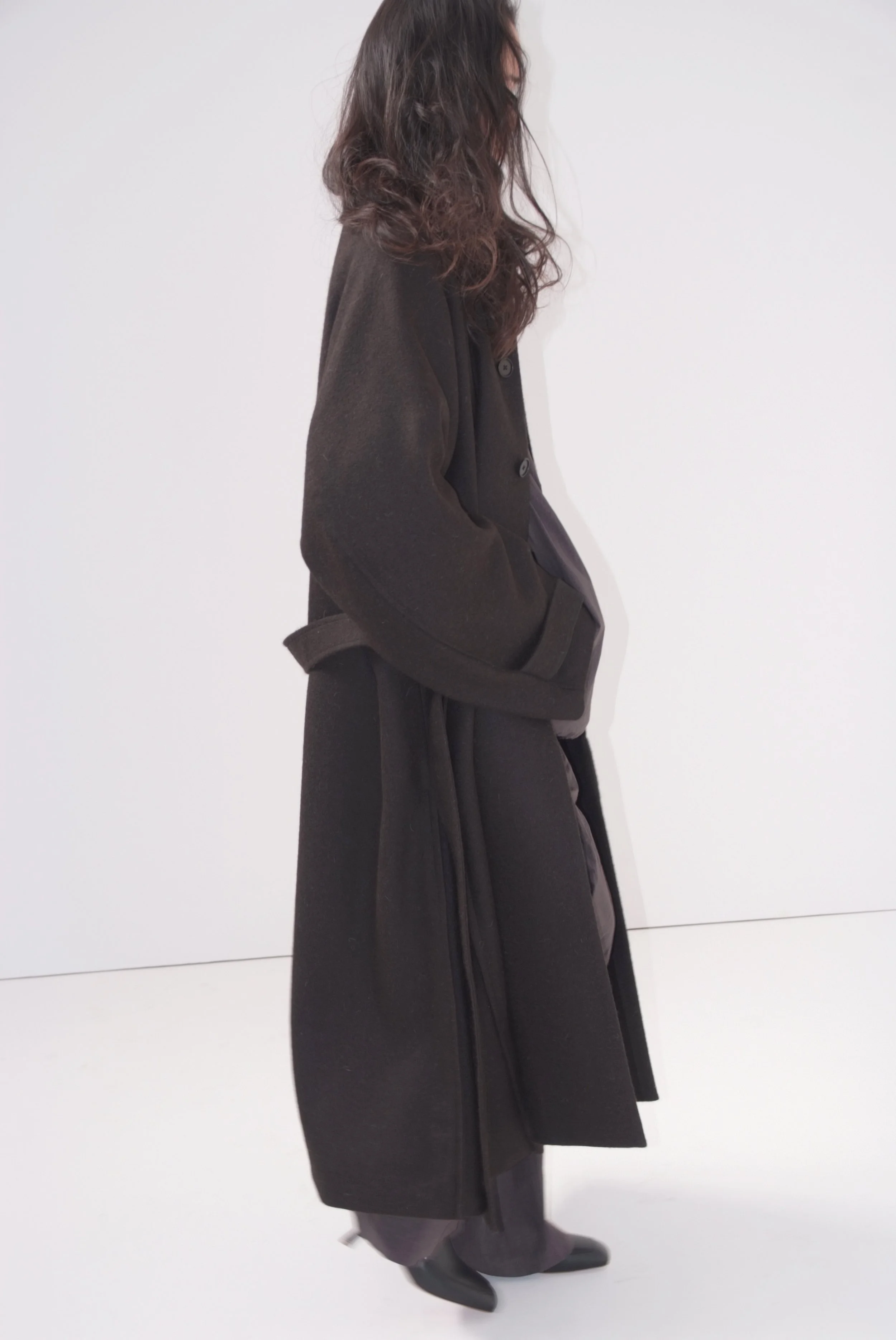 ジャケット・アウター 23ss Blanc ym SILK BLACK WATCH WRAP COAT Silk Shantung Wrap Trench Coat - Blanc YM WOMENS & MENS