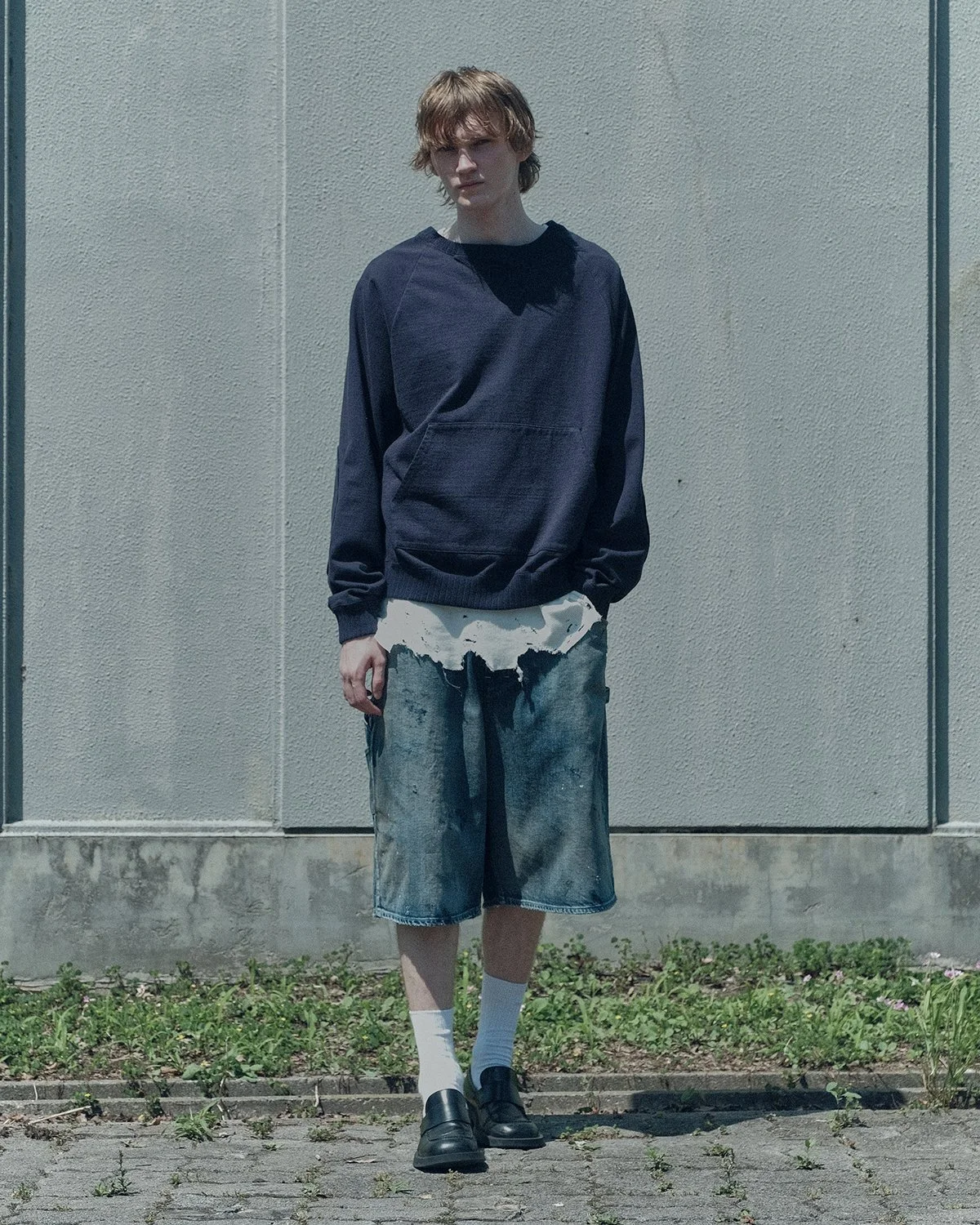 ANCELLM Creates the BOXY DENIM PAINTER SHORTS EX Exclusively for