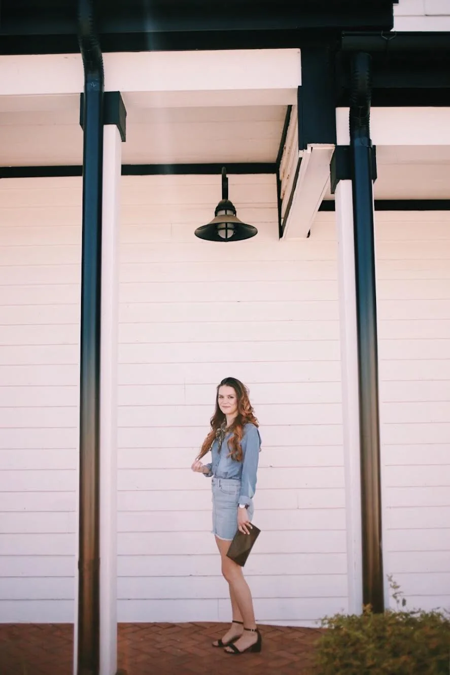 Sometimes I'm a "dresses and skirts" kind of girl and other times I'm a "pajamas sneakers donuts whatever is most comfortable" kind of girl. Anyone feel me? That's why I didn't throw on just ANY skirt and top combo for this outfit... I met both my girly-girl and tomboy needs with an effortless denim skirt and classic denim button down. It's elevated, but not exactly "I work at a law firm" either. 