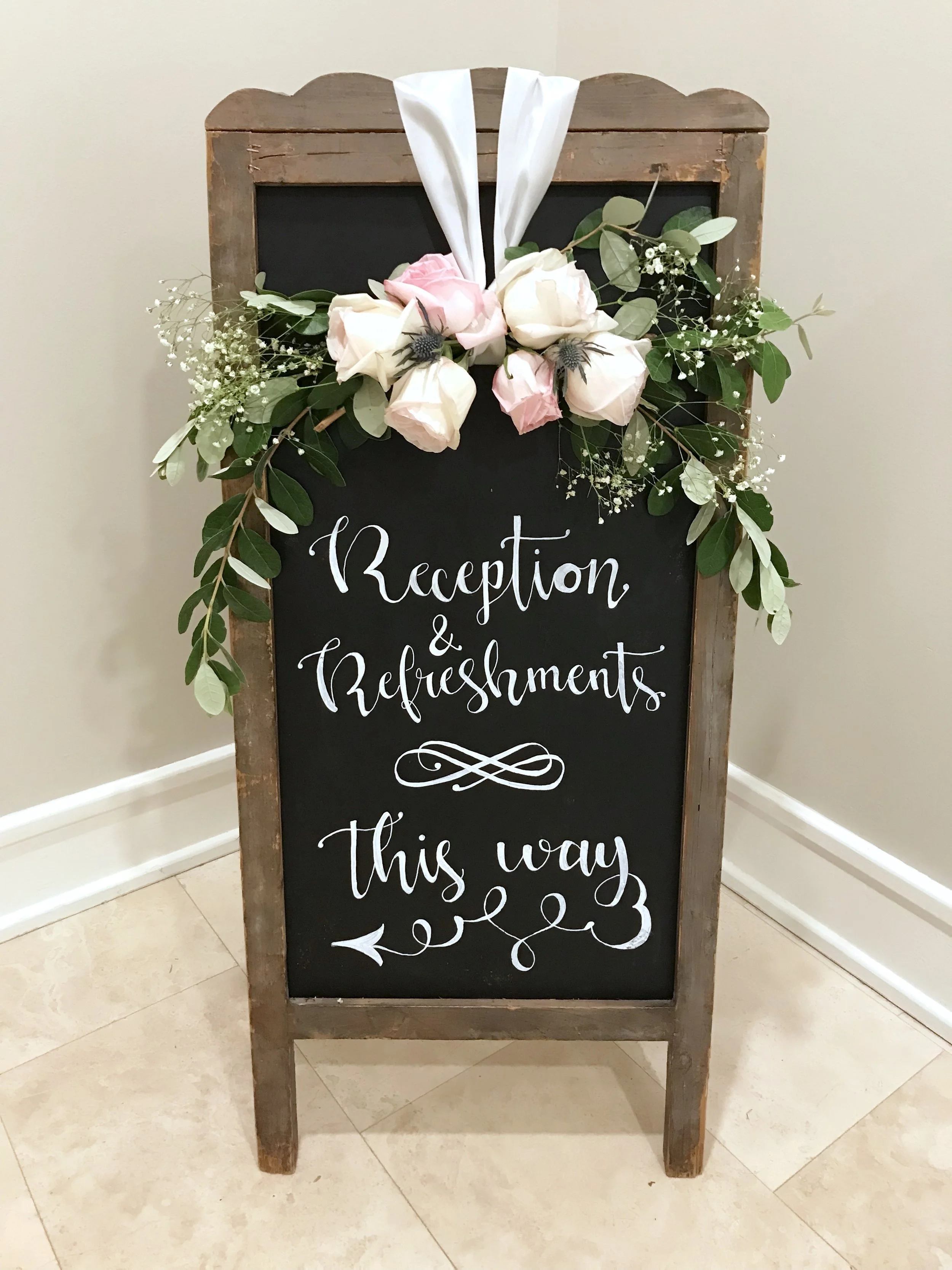 Hand Lettering Browse a selection of hand lettered signage completed for various Resplendent Living parties and events. If you are interested in having us hand letter signage for your up-coming special occasion, please contact us here for a quote.