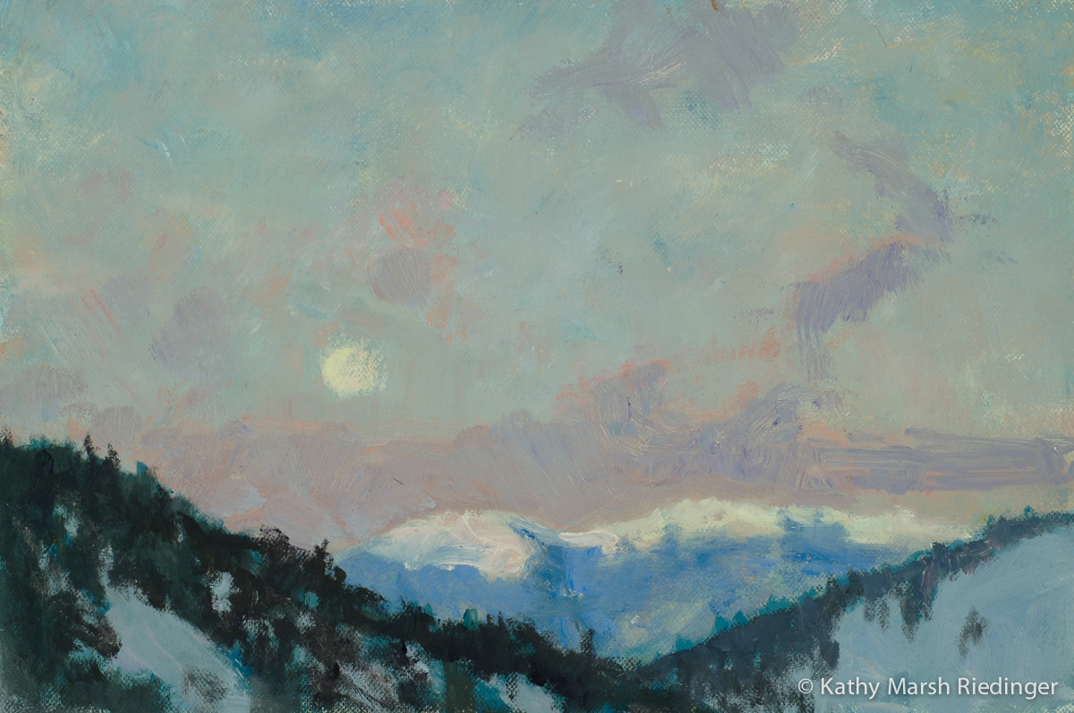 Evening, December 8 x12 - Oil on Board Contact Kathy