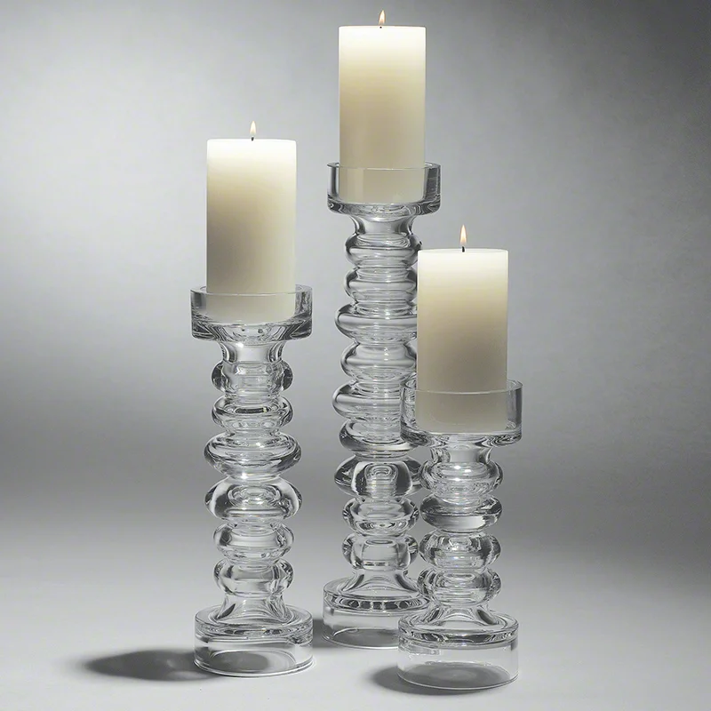 Glass Ribbed Candleholders by Global View
