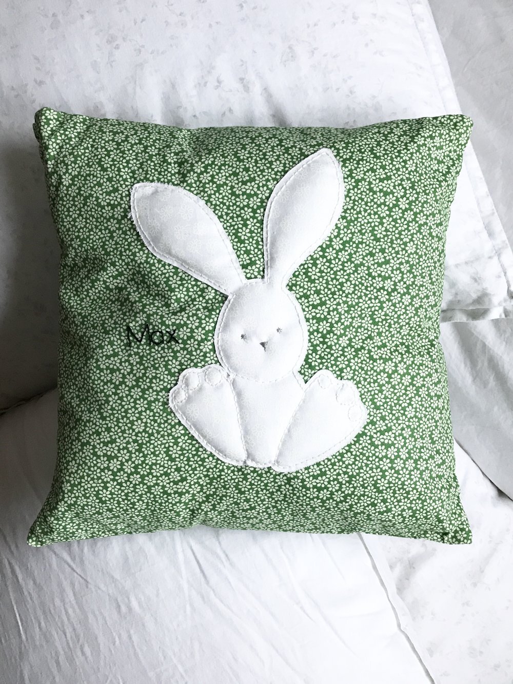 bunny applique cushion