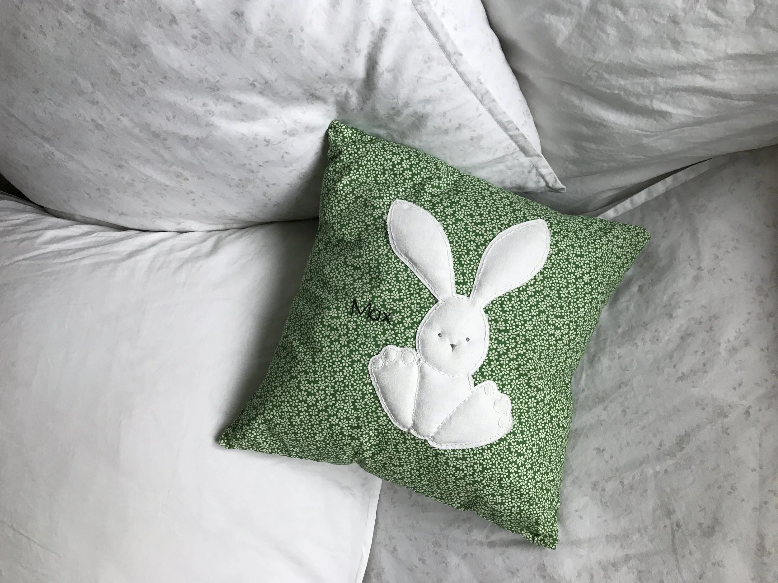 bunny applique cushion