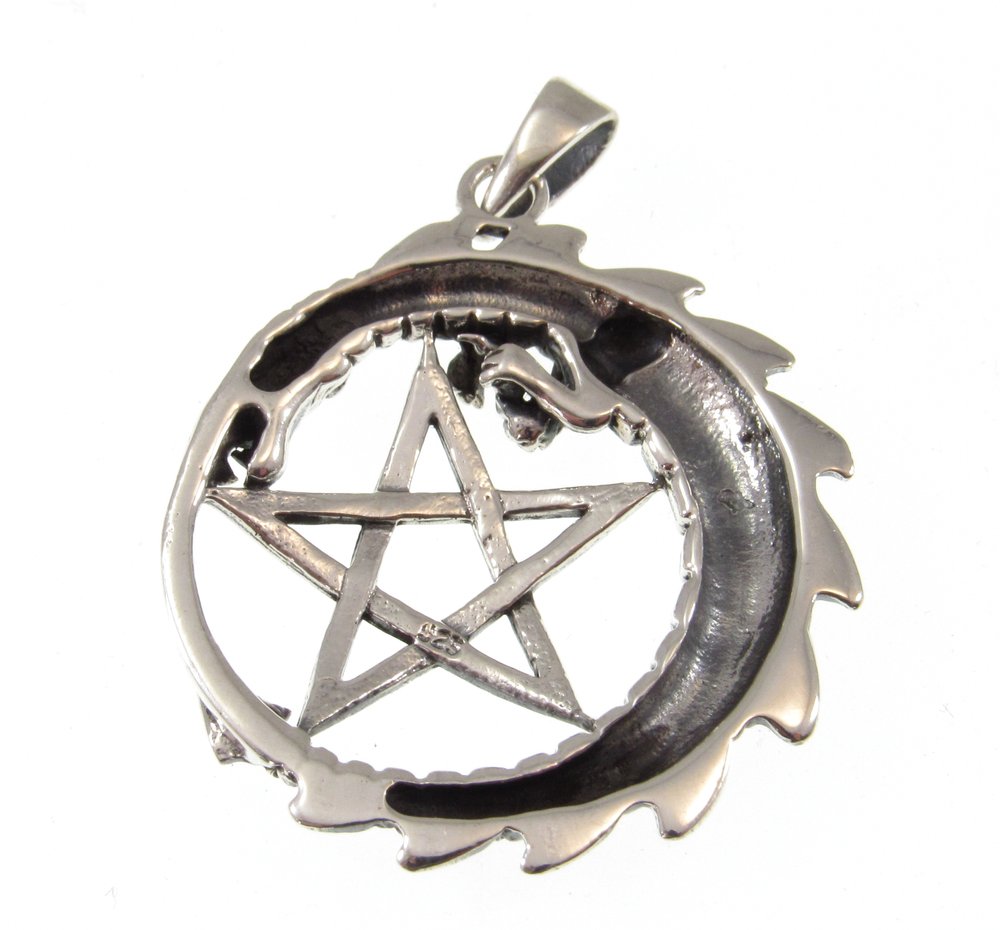 Aeravida Vintage Pentagram Pentacle Round .925 Sterling Silver