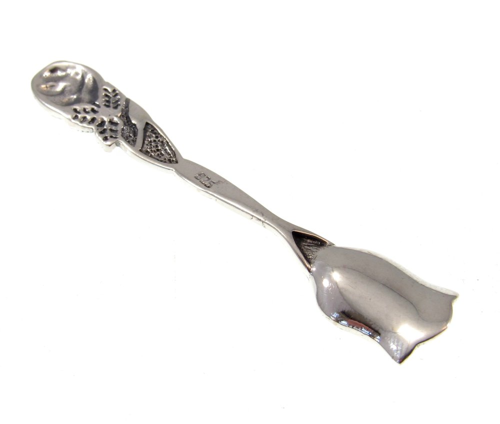 Solid 925 Sterling Silver Viking Rose Salt Spoon Celtic