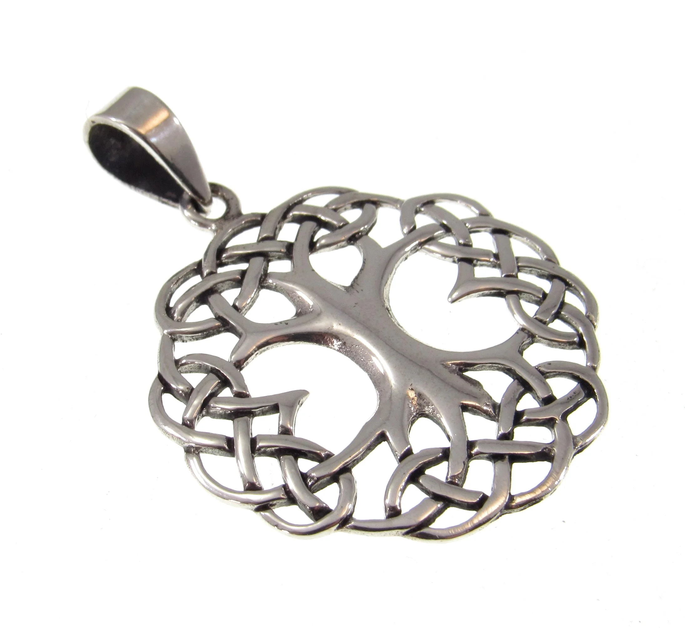 Sterling Silver Celtic Knot Branches and Roots Tree of Life Pendant