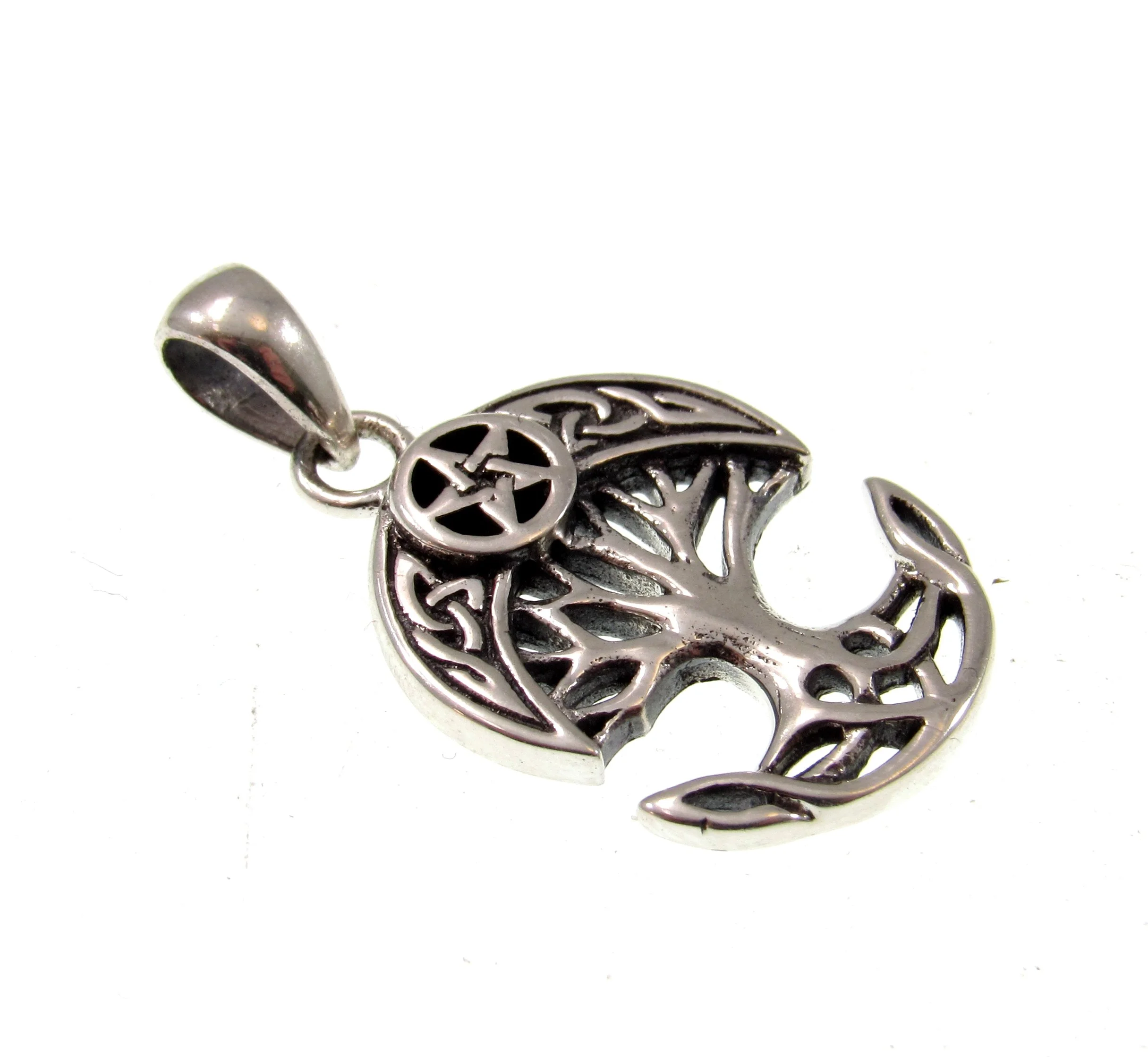 Sterling Silver Crescent Moon & Star Tree of Life Charm — Renegade Jewelry